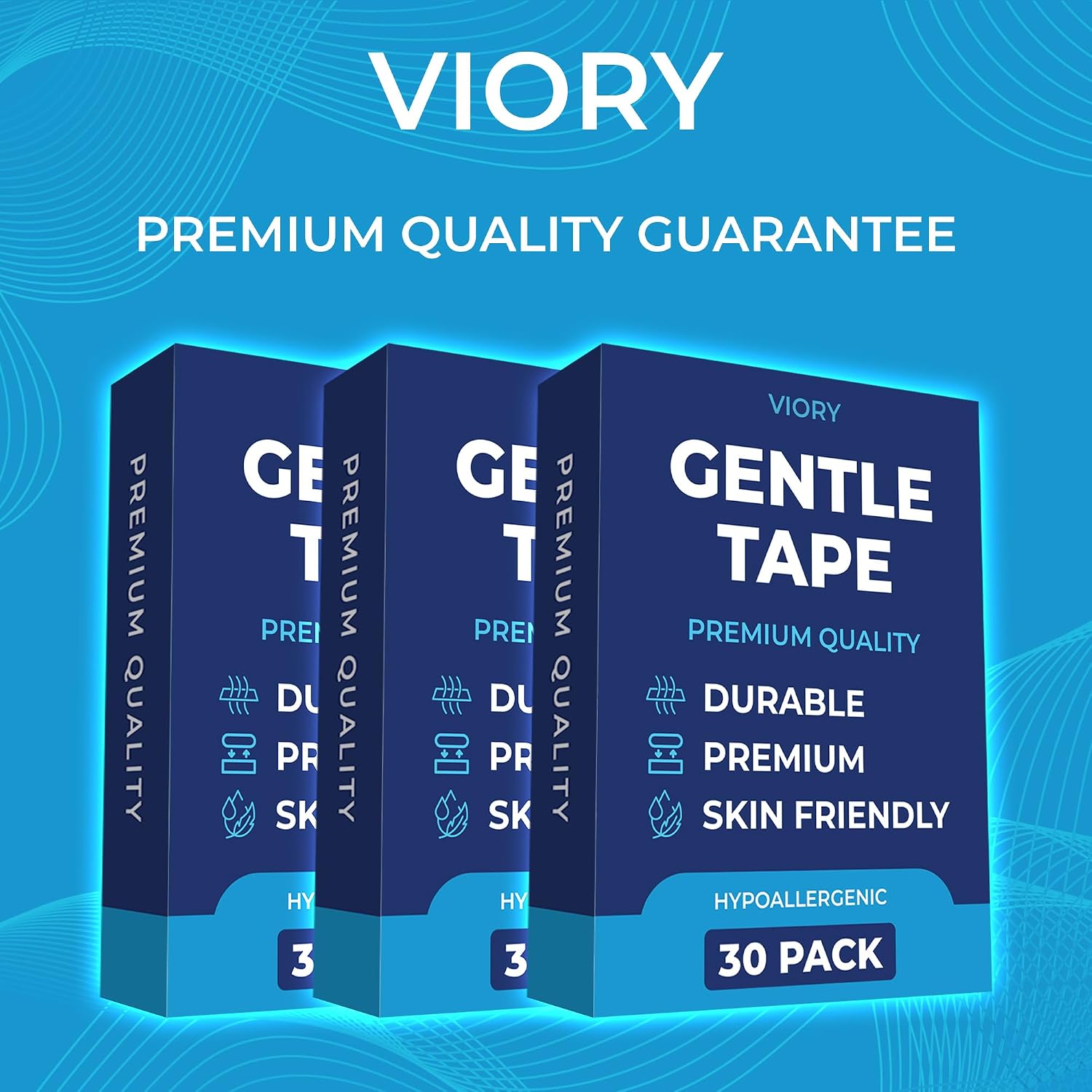VIORY Gentle Tape (30 Pack) - Pain Free Removal, Hypoallergenic & Latex Free