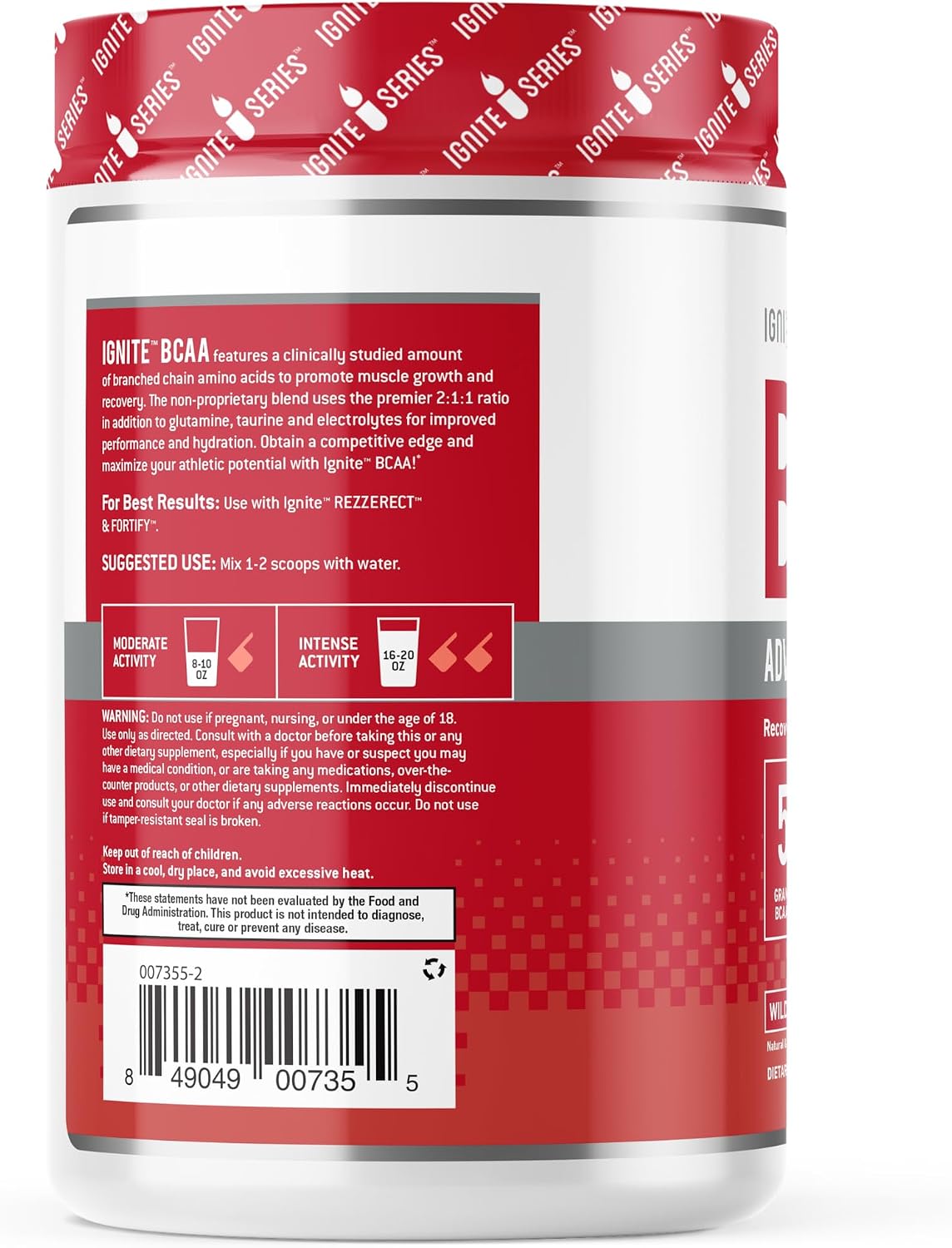 Complete Nutrition Ignite Series BCAA Advanced Amino Acid Complex, Supports Muscle Recovery, Hydration & Growth, 5g BCAA, 3g Glutamine, 13 oz Tub (30 Servings)