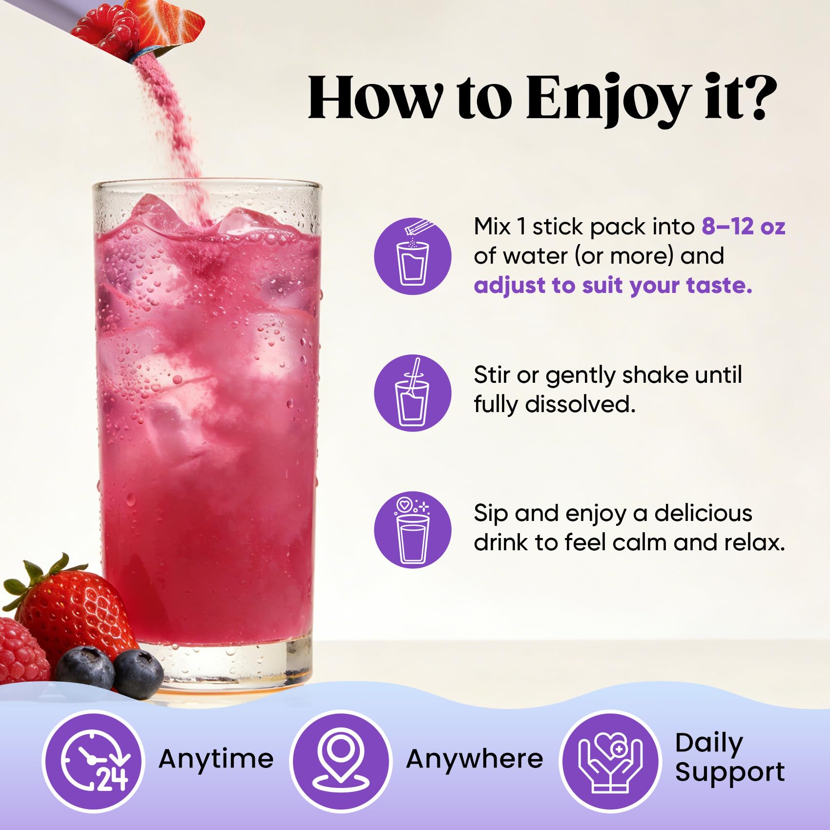 Venture Pal Calm Drink Mix, 12-in-1 Cortisol Reducer & Sleep Aid | Magnesium Glycinate, Ashwagandha, L-Theanine & Vitamin D, Calm Magnesium Powder for Relax & Focus, No Sugar, Non GMO