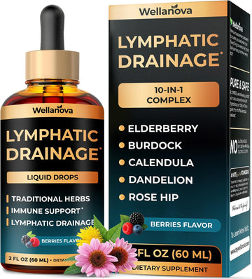 Lymphatic Drainage Support Drops - Supplement for Lymphatic Support | 10-in-1 Herbal Blend Complex With Burdock, Dandelion, Elderberry, 2 Fl Oz