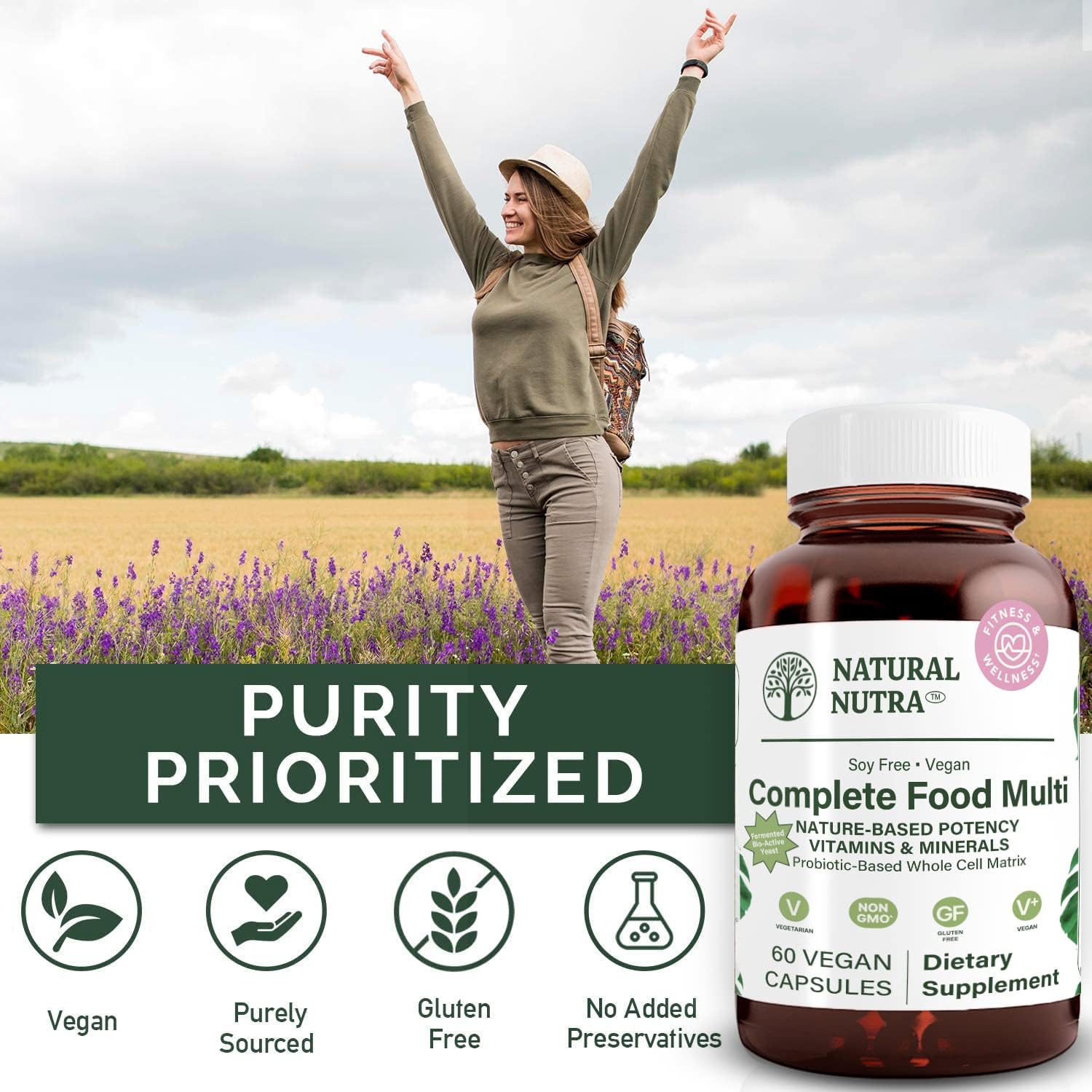 Natural Nutra Whole Food Complete Multivitamin, 60 Capsules | Mineral for Unisex, Energy Booster, Helps Maintain Bone Health, Improves Brain Function & Skin, Helps Enhance Immunity