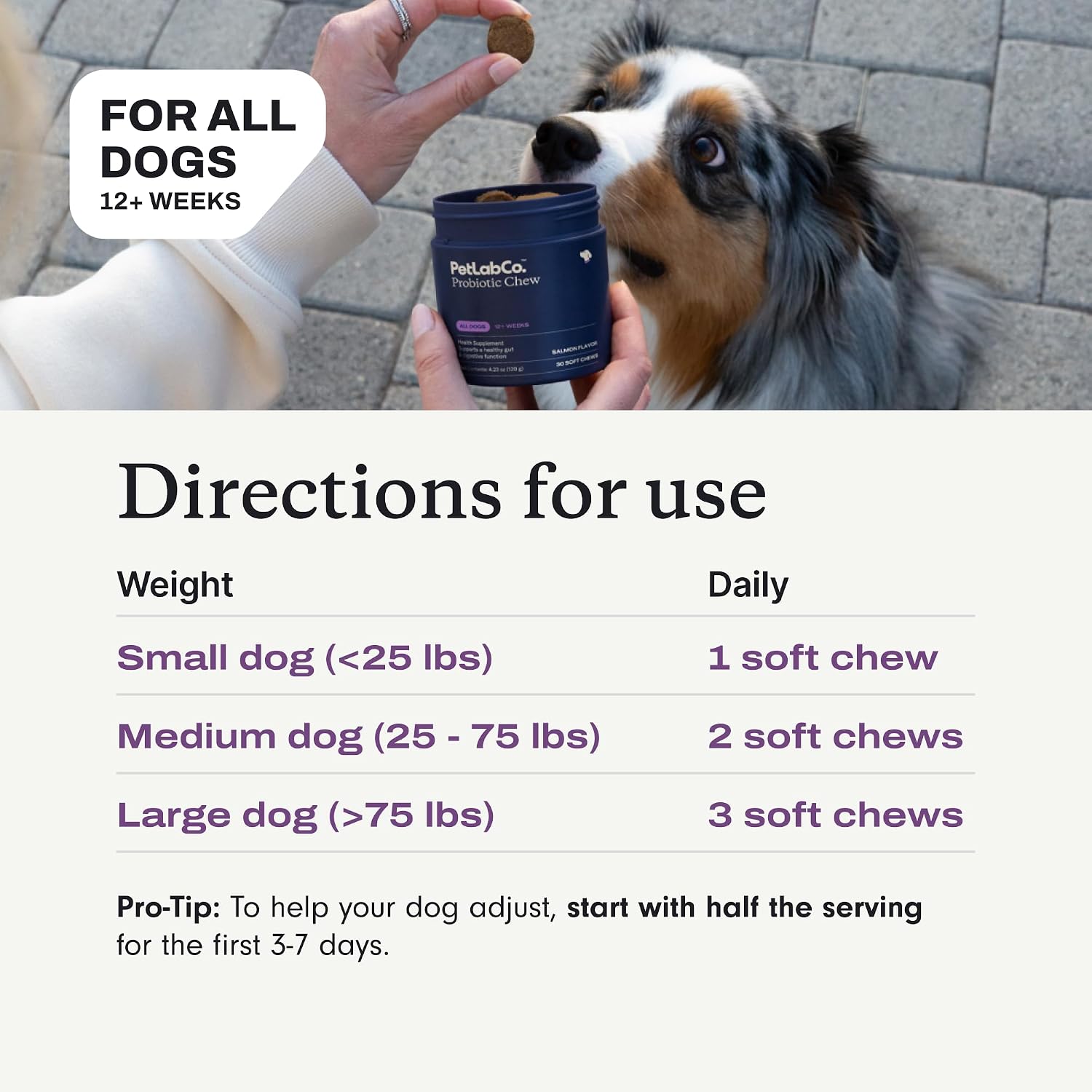 PetLab Co. Probiotics for Dogs, Support Gut Health, Occasional Diarrhea, Digestive Health & Seasonal Allergies - Salmon Flavor - 30 Soft Chews - Pack of 3