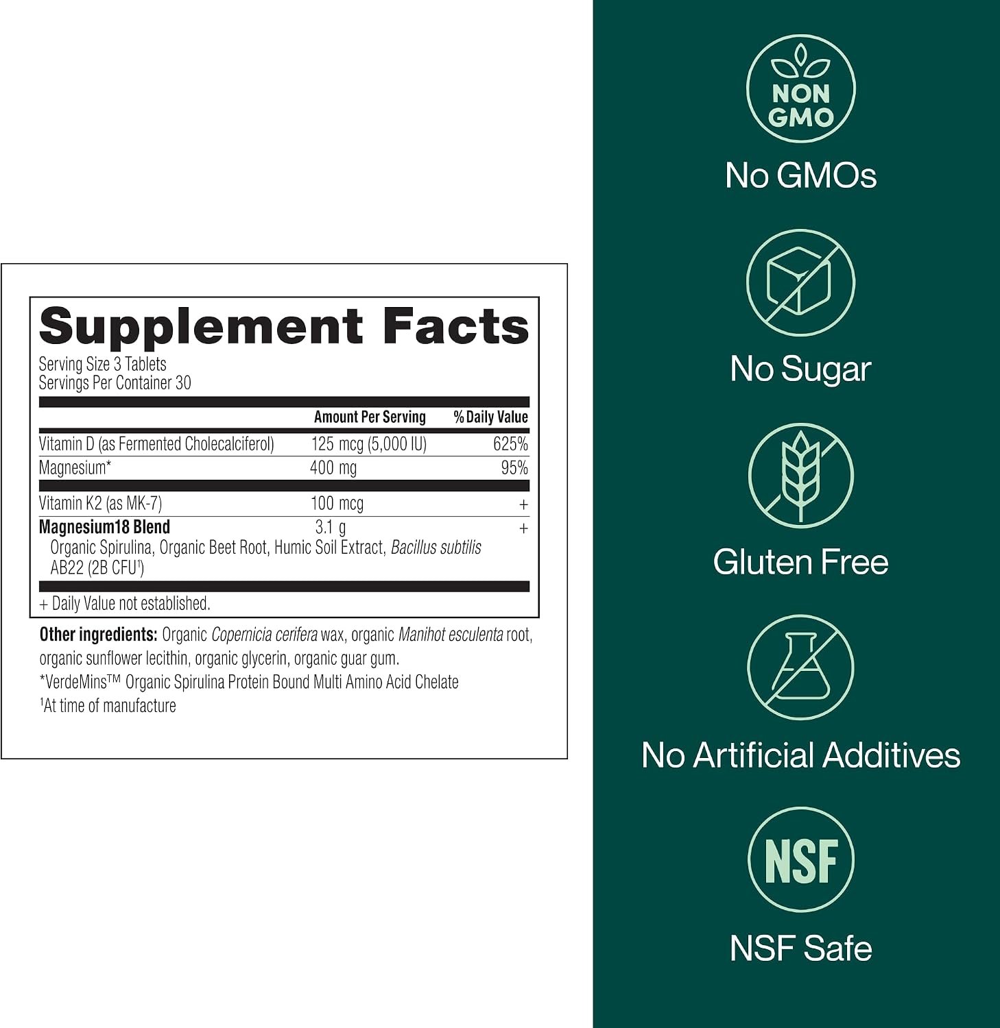 Mag18 Peptide-Bound Magnesium Complex with D3 & K2, Bone & Muscle Support, Mental Clarity, Sleep Aid