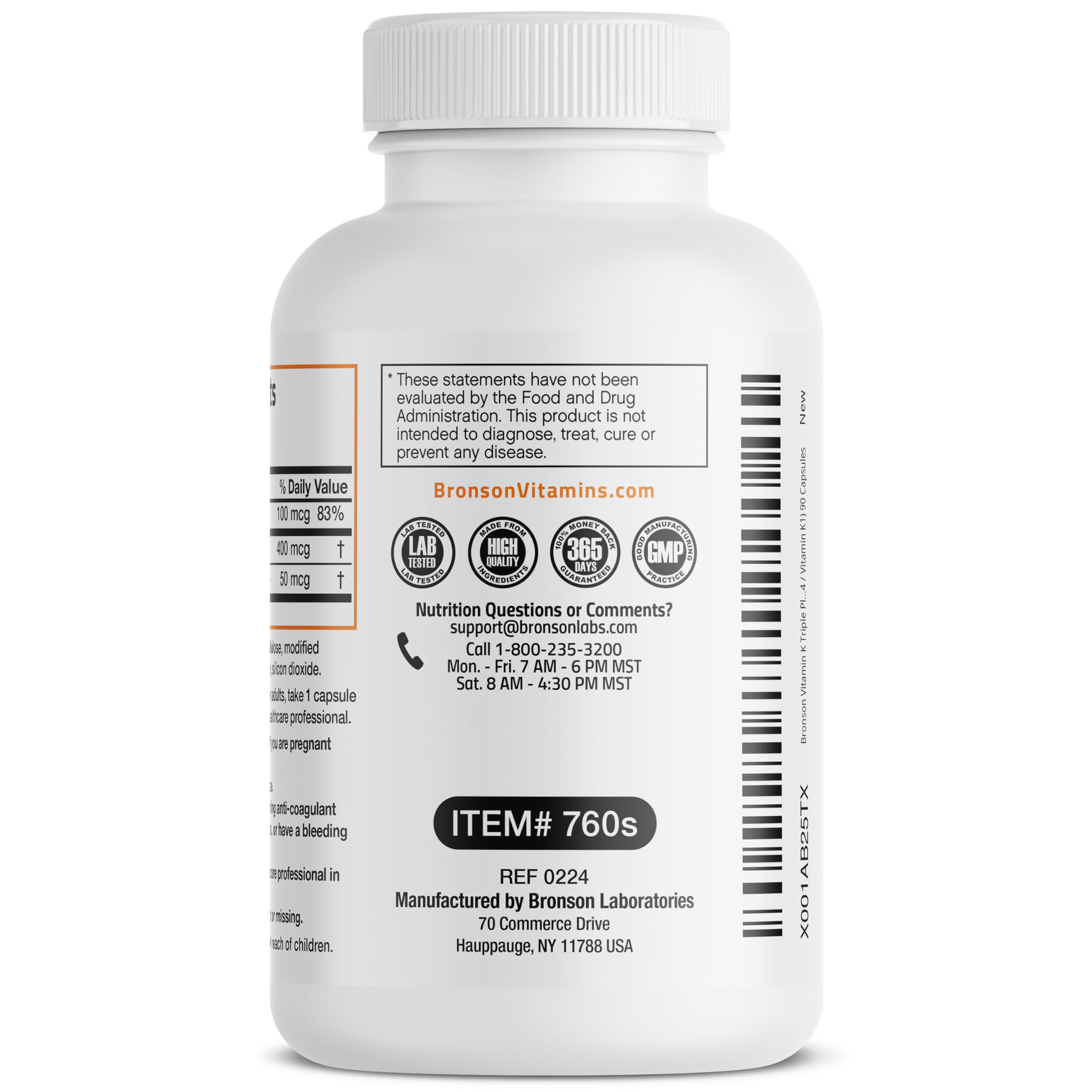 Vitamin K Triple Play (Vitamin K2 MK7 / Vitamin K2 MK4 / Vitamin K1) Full Spectrum Complex Vitamin K Supplement, 180 Capsules