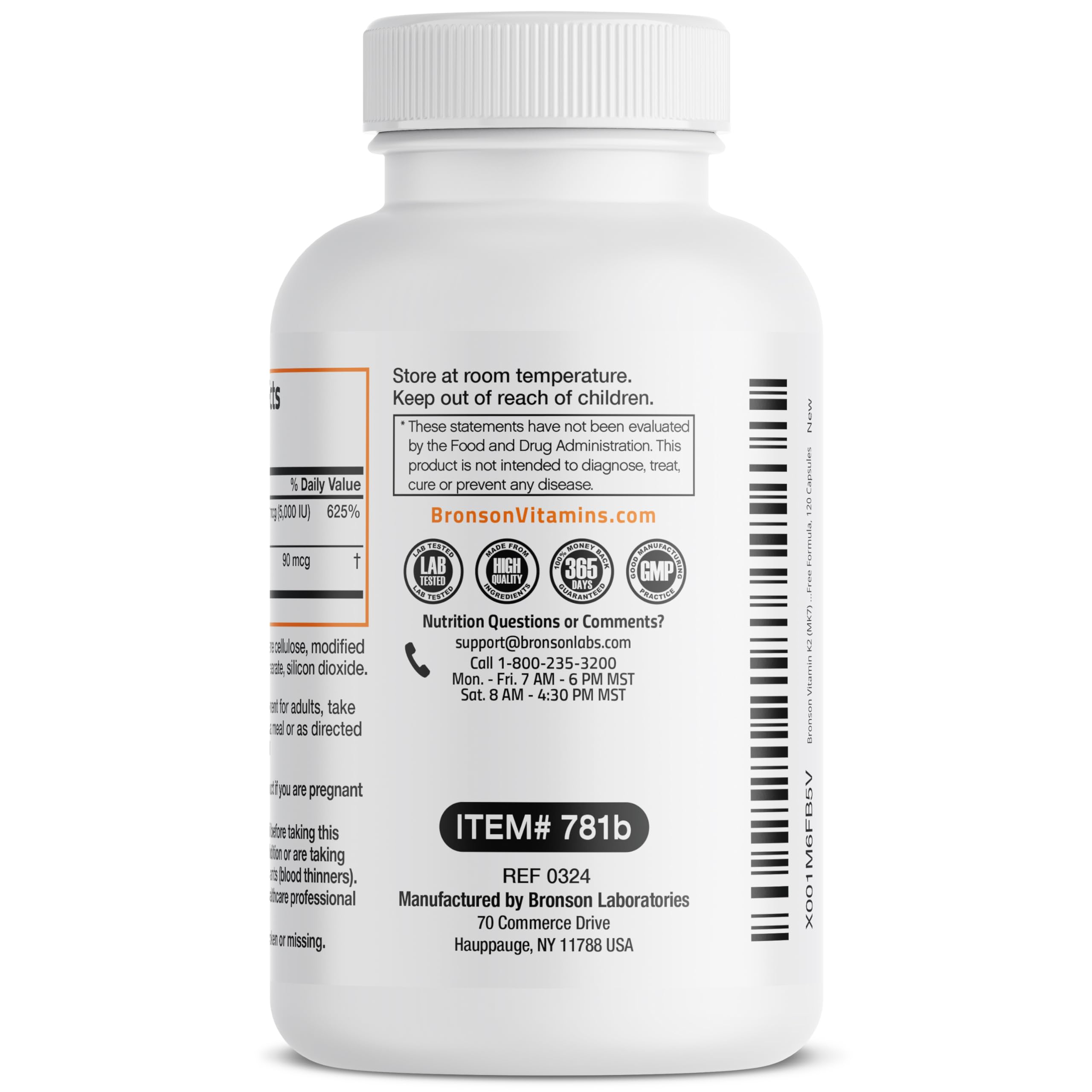 Bronson Vitamin K2 D3 (MK7) Supplement 2-in1 D3 & K2 Complex, 60 Capsules | Bone, Immune & Heart Health Support, Gluten Free, Soy Free, Non-GMO, Vitamin D3 5000IU (125 mcg) & 90 mcg K2 MK-7
