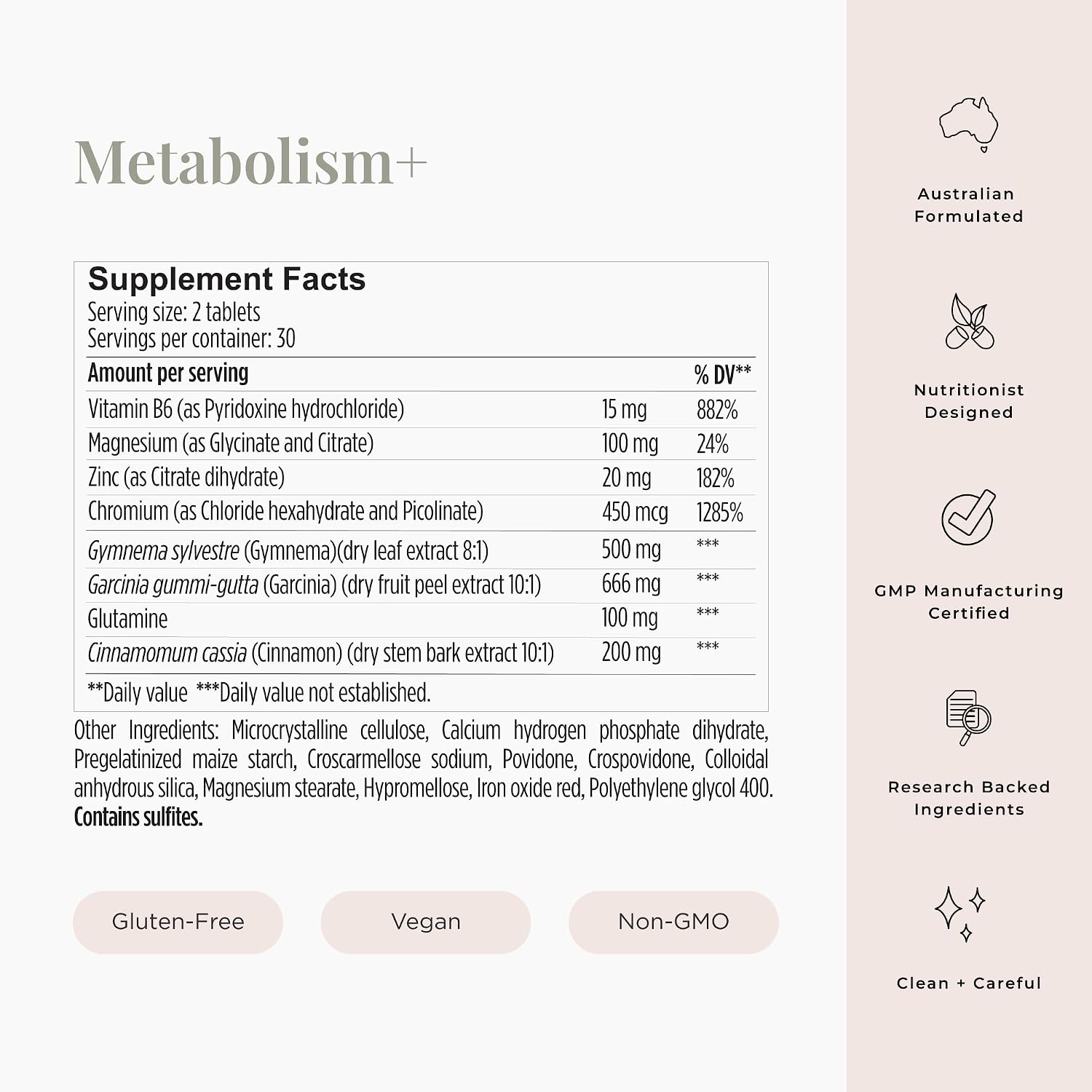 JSHealth Metabolism Dietary Supplement, Gluten-Free, 60 Tablets | Chromium for Healthy Blood Sugar and Cravings Support. With Zinc, Magnesium, Cinnamon, Gymnema. By Nutritionist Jessica Sepel