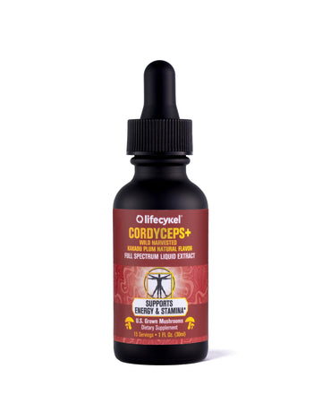 Life Cykel Cordyceps Mushroom Extract with Kakadu Plum - Energy, Stamina & Vitality Support, Natural Aging Supplement - Non-GMO and Vegan Tincture - 4Fl Oz