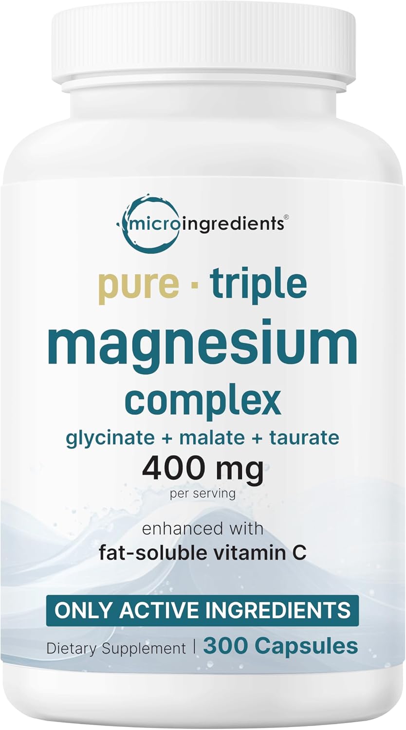 Micro Ingredients Pure Methylated B Complex & Pure Triple Magnesium 400mg Capsules | 2 Pack Bundle | Glycinate, Malate, B12, Thiamin, Fat Soluble Vitamin C, & More | Clean Ingredients Without Fillers