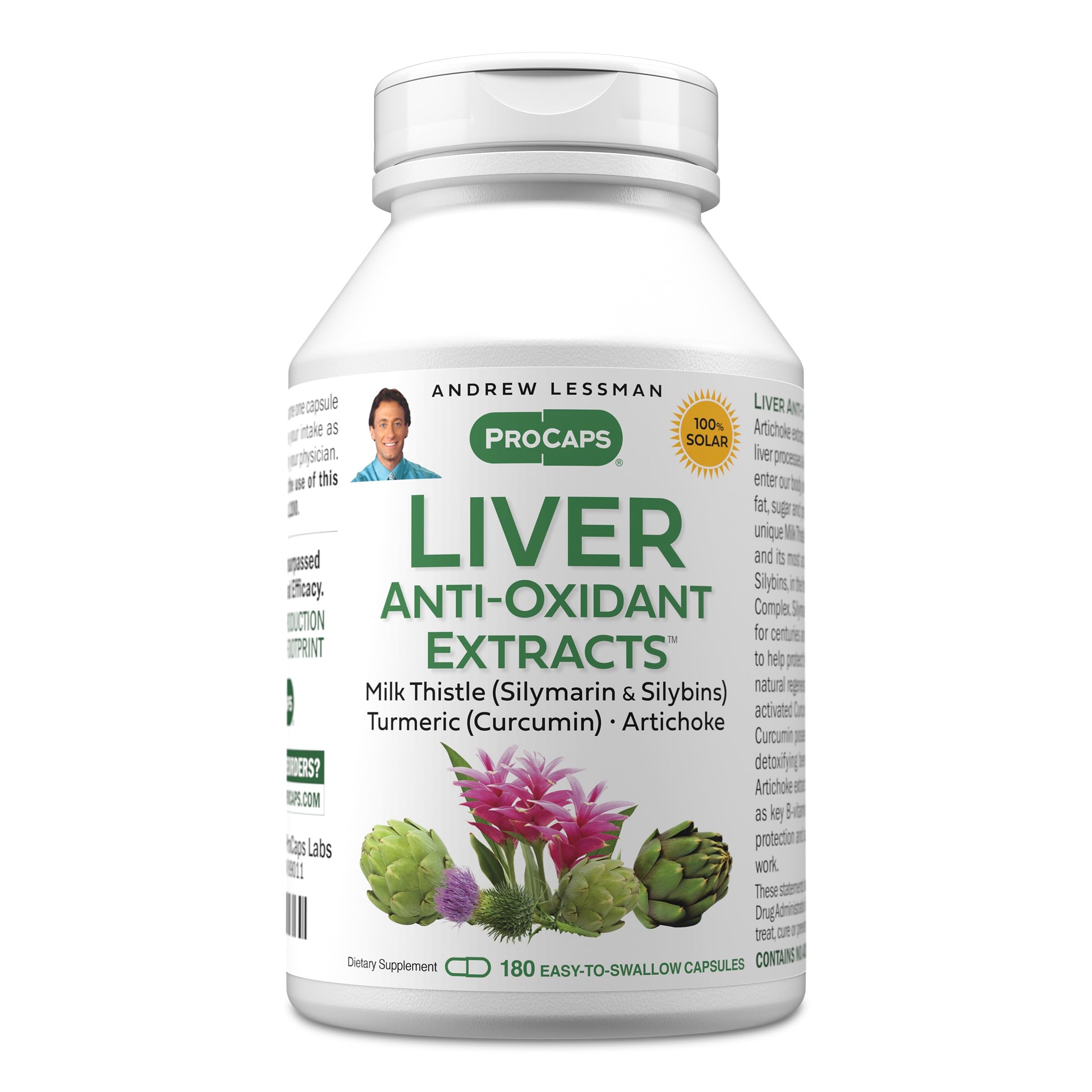 Andrew Lessman Liver Anti-Oxidant Extracts 60 Capsules | Milk Thistle & Curcumin phospholipid complexes for enhanced absorption. Includes Artichoke & B Vitamins.