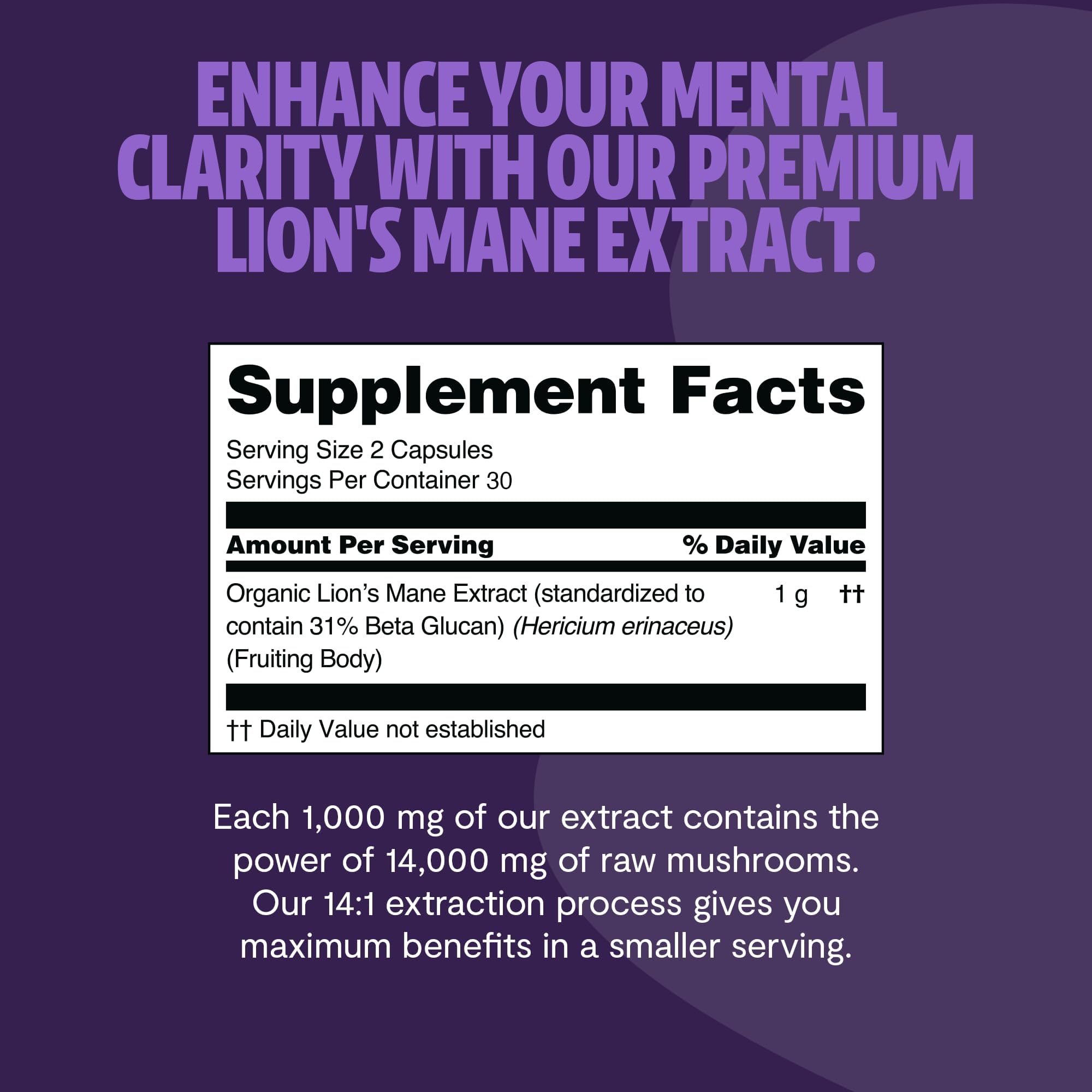 FreshCap Mushrooms Premium Organic Lions Mane Capsules - 14:1 Fruiting Body Extract with 31% Beta-Glucans - 3rd-Party Tested Nootropic for Clarity, Focus & Cognitive Support (120 Capsules)