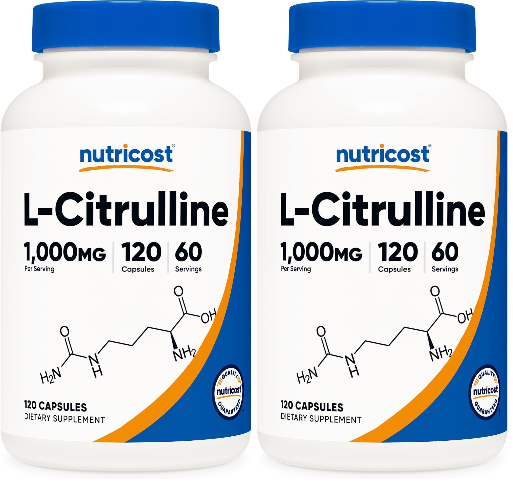 Nutricost L-Citrulline 1500mg, 180 Capsules - 750mg Per Capsule, Gluten Free, Non-GMO, Packaging May Vary