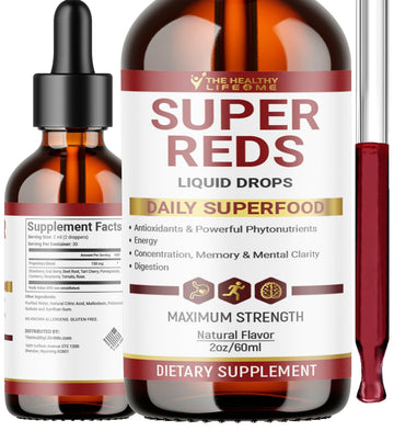 THE HEALTHY LIFE 4 ME Liquid Super Reds Phytonutrient Superfood Drops | Phytonutrient Blend containing Polyphenols | Antioxidants & More | Great Taste 2oz - 30 Day Supply THE HEALTHY LIFE 4 MEBuy Supplements Australia