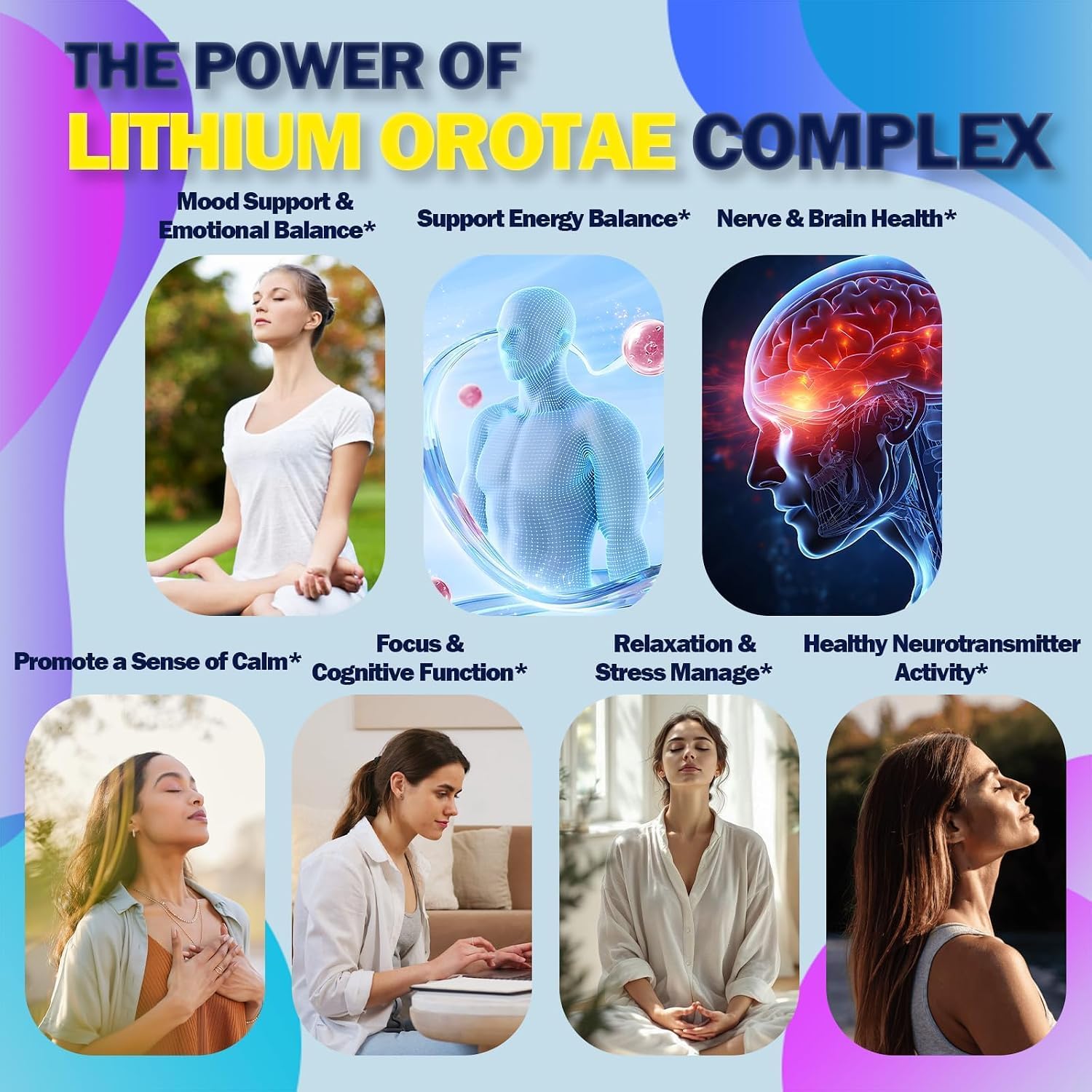 2 Pack Lithium Orotate Liquid Drops 20mg, Potency 11-in-1 Lithium Supplement w. NAC Magnesium Ashwagandha Theanine Vitamin D3 B6 B12 for Memory Brain Mood Cognitive Support