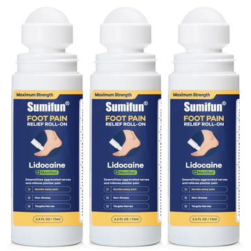 Sumifun Foot Pain Relief Lidocaine Roll-On - Maximum Strength OTC for Plantar Fasciitis & Heel Pain - Fast-Drying, Non-Greasy Formula, 2.5 Fl Oz * 3 SumifunBuy Supplements Australia