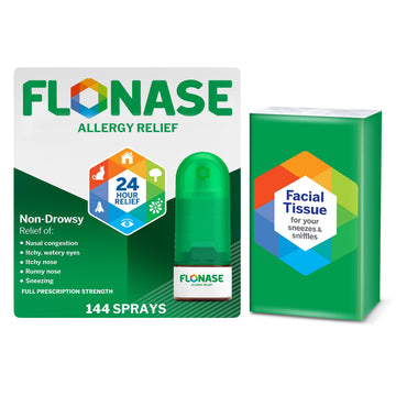 Flonase Allergy Relief Nasal Spray, 24-Hour Non-Drowsy Multi-Symptom Relief  144 Sprays, Bonus Pack of Tissues Flonase buy supplements Au