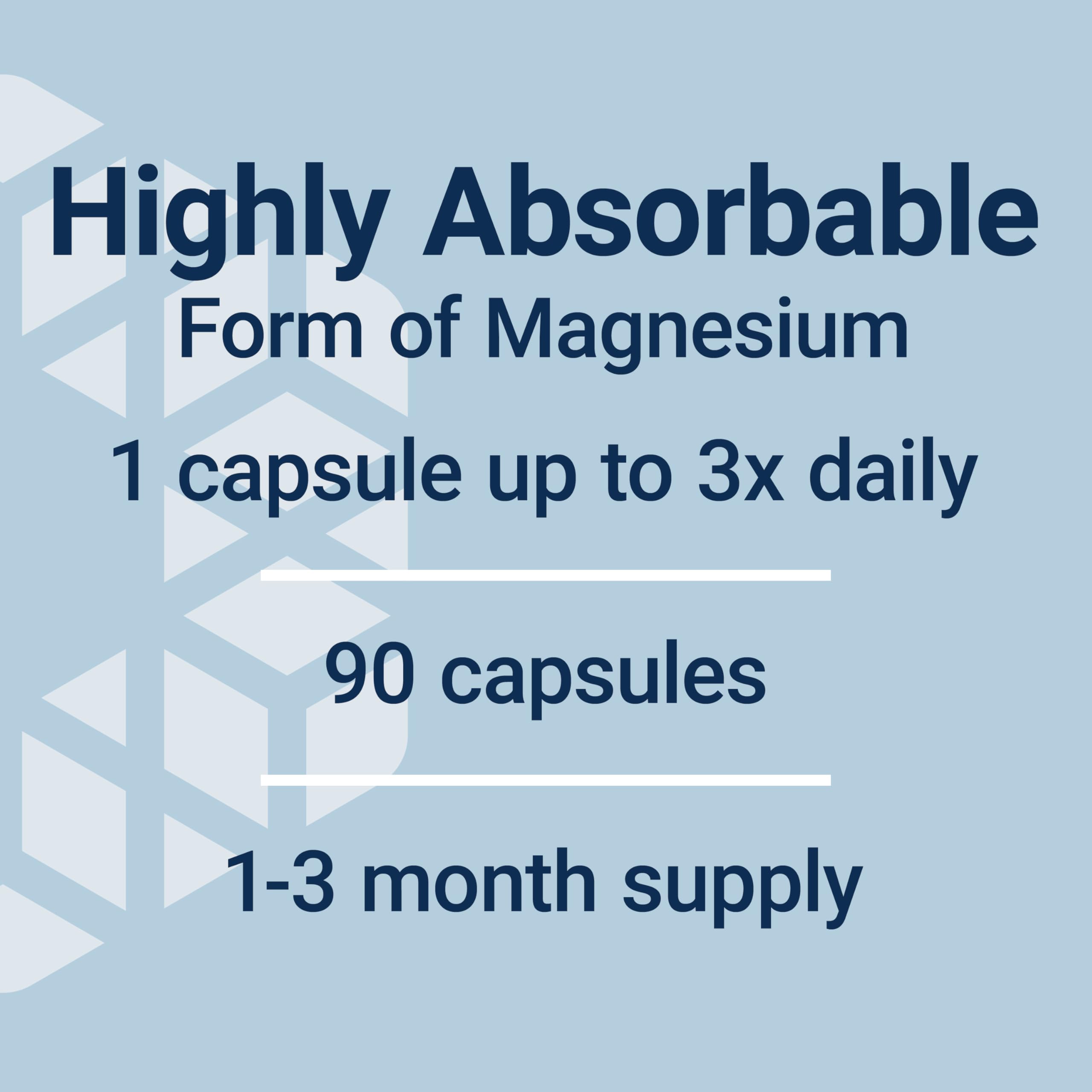 Life Extension Magnesium Glycinate, Heart Health, Bone Health, Nerve and Muscle Support, Highly absorbable, Gluten-Free, Non-GMO