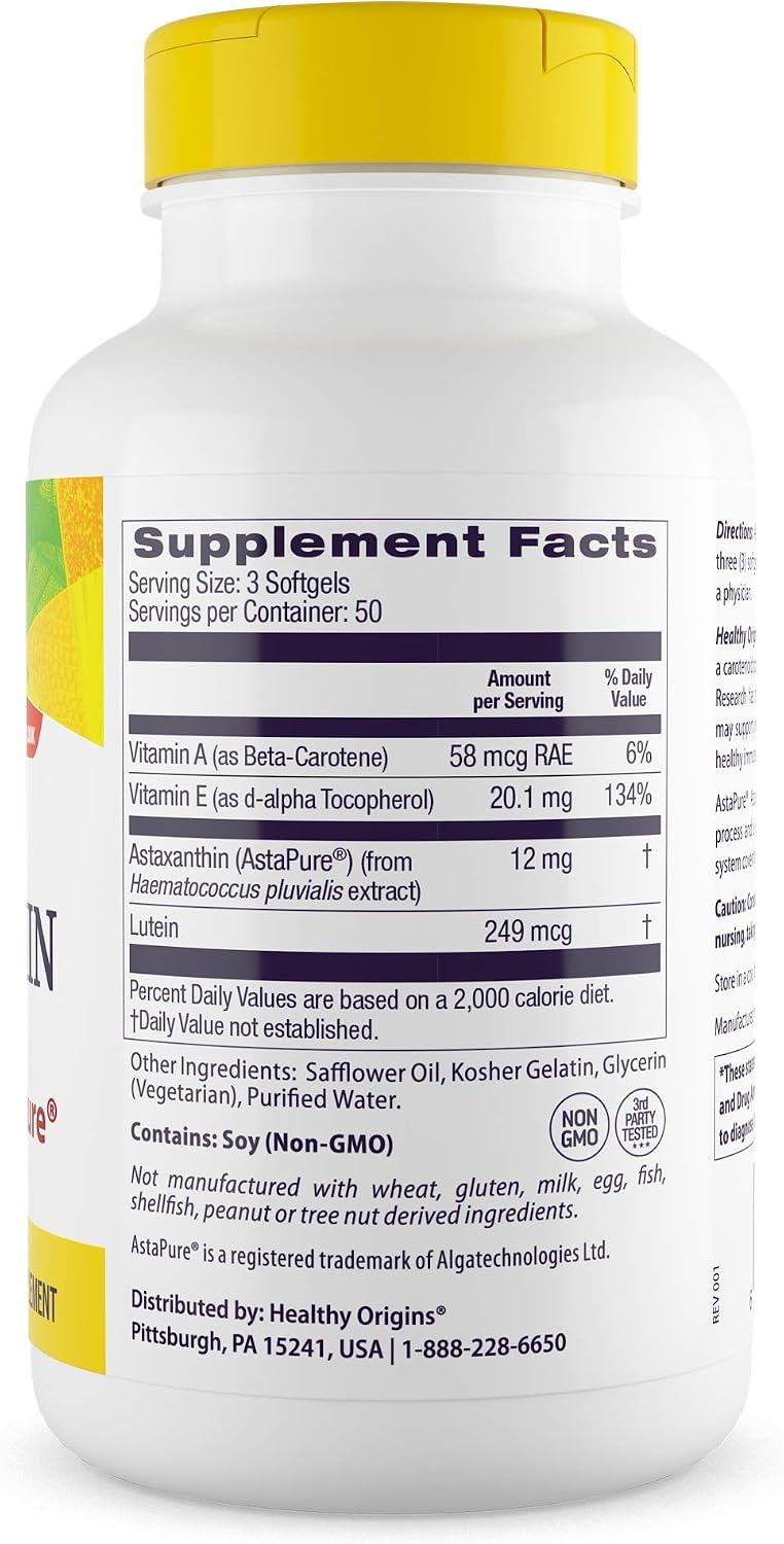 Healthy Origins Astaxanthin AstaPure 4 mg, 150 Softgels