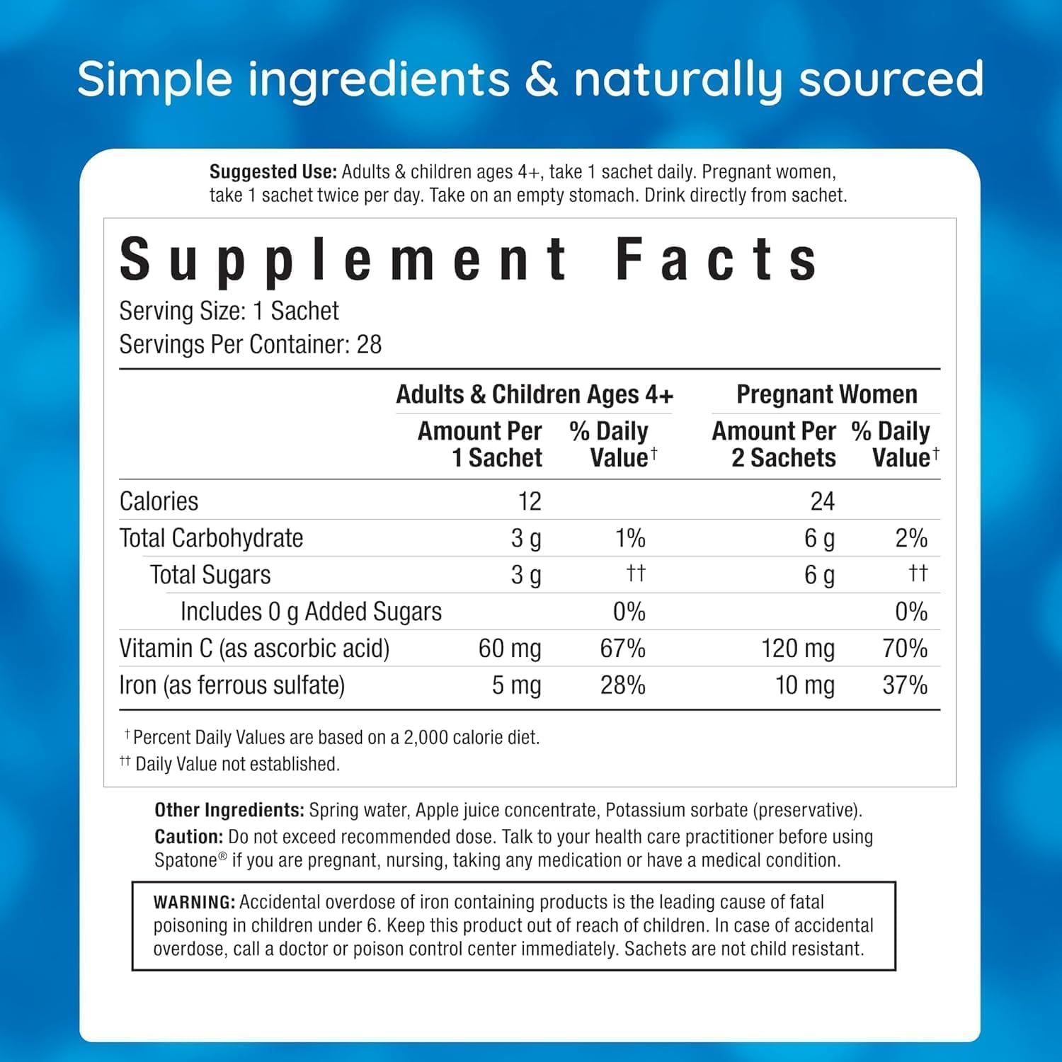 Nelson Homeopathics Pure-Absorb Spatone Liquid Iron and Vitamin C Supplement, 28 Count (0.85 FL. OZ. Packets)