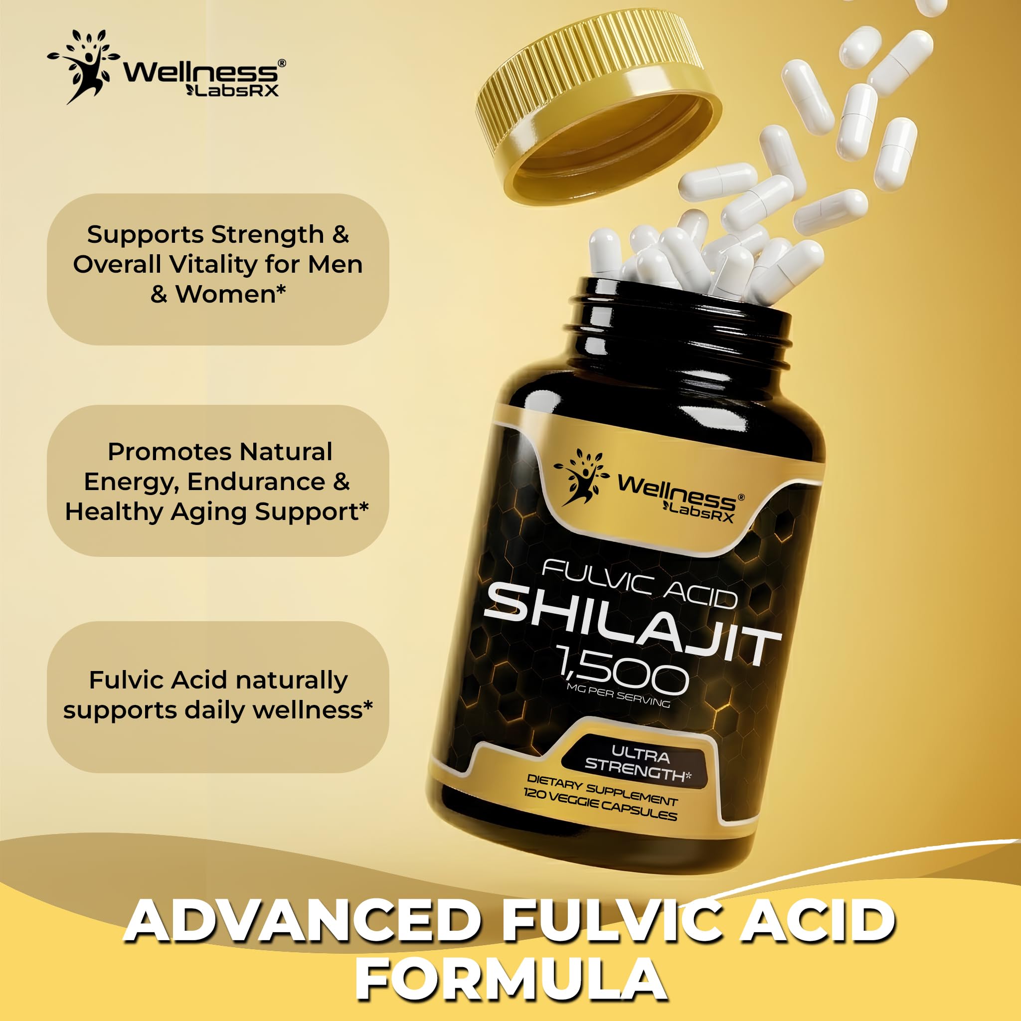 Himalayan Shilajit for Men - Shilajit Extract 1500mg per Serving, Pure Shilajeet for Women with Naturally Occuring Fulvic Acid - Shilajet for Enhanced Energy and Immune Support - 120 Count (Pack of 2)