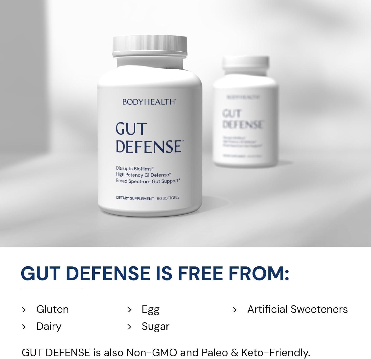 BodyHealth Gut Defense with PerfectAmino, Gut Health Support for Women and Men, GI Support Supplement - 90 Softgels