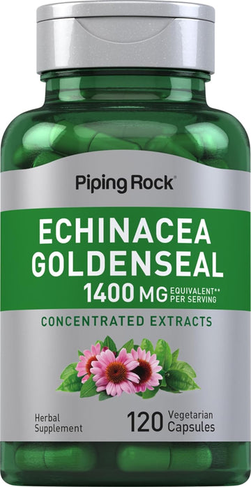Piping Rock Echinacea Goldenseal Capsules | 120 Count | Concentrated Extract Supplement | Vegetarian, Non-GMO & Gluten Free Formula