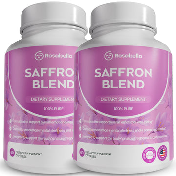 Rosabella Saffron Blend Supplement for Men & Women – Saffron, B6, Magnesium & Herbal Extract Capsules – Supports Mood, Focus & Clarity – Non-GMO, Gluten-Free – 60 Capsules – 30-Day Supply