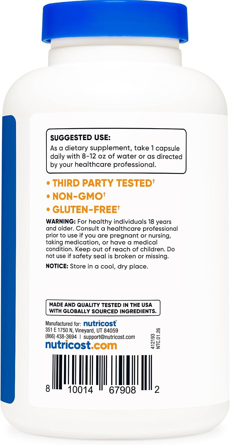 Nutricost Acetyl L-Carnitine (ALCAR) 500mg, 180 Capsules | GMO-Free and Gluten Free, 180 Servings