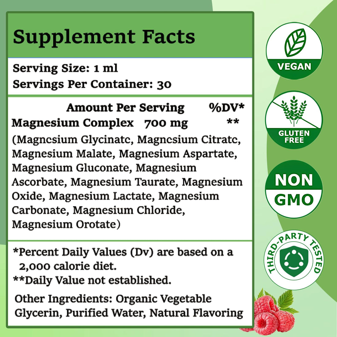 Two bottles of magnesium supplement with ingredients on a white background