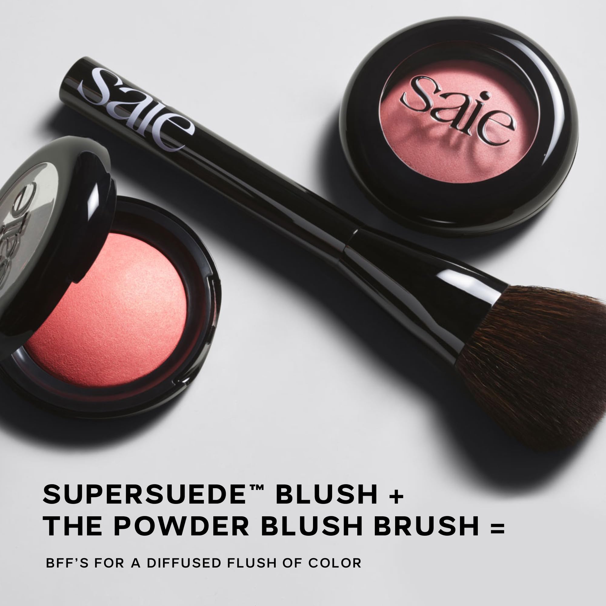 Saie Blush & Brush Duo - SuperSuede Baked Blush in Bella (.01 oz) & Powder Blush Brush - Talc-Free, Moisturizing Blush with Vegan, Fluffy Brush for Seamless Application SaieBuy Supplements Australia