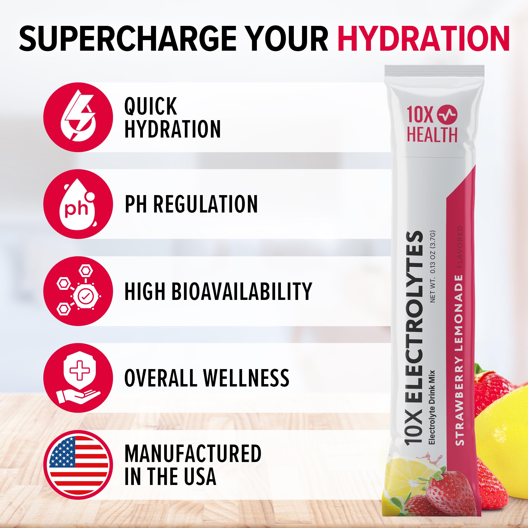 10X Health Electrolyte Drink Mix - Wave Crusher, 15 Sticks | Hydration Packets: Sodium, Magnesium & Potassium Citrate, Wave Crusher, 15 Sticks