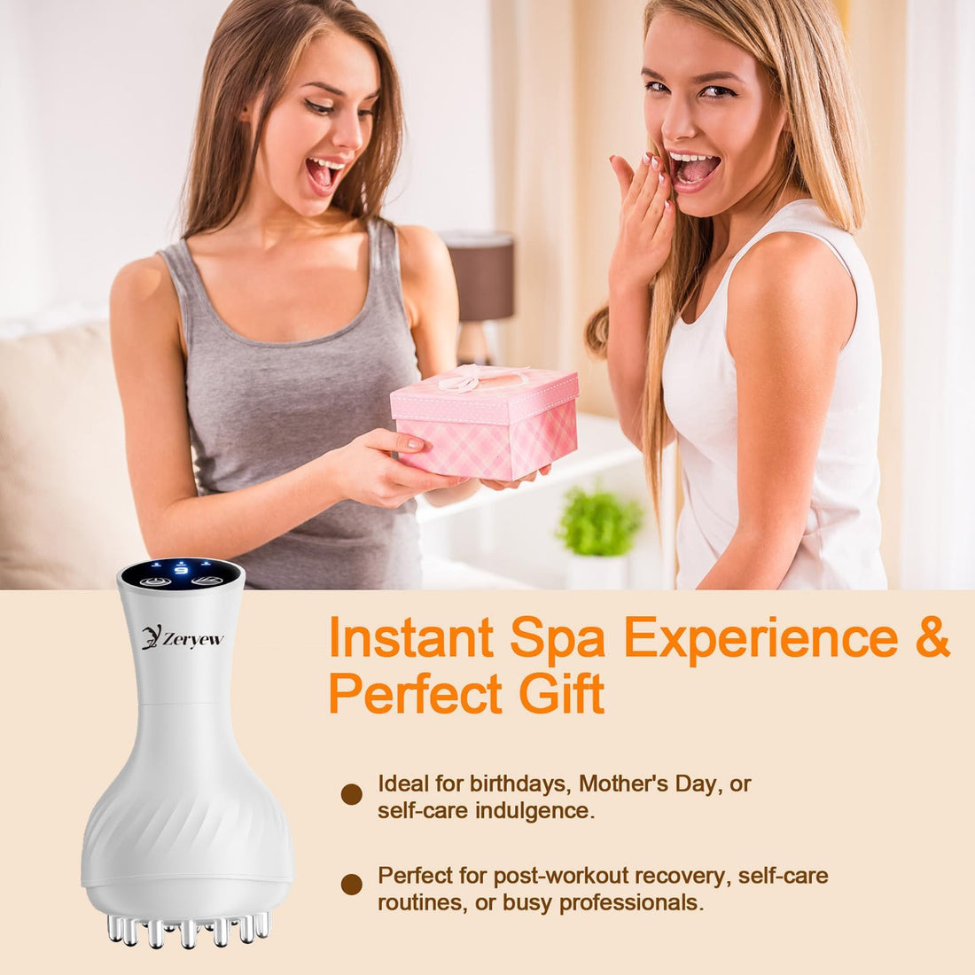 ZY ZERYEW 3-in-1 Handheld Lymphatic Drainage Massager with Red Light, Heat & Vibration - Cordless Anti Cellulite Massage Tool for Body Relaxation, 3 Modes & 9 Speeds for Belly, Legs, Thighs ZY ZERYEW buy supplements Au