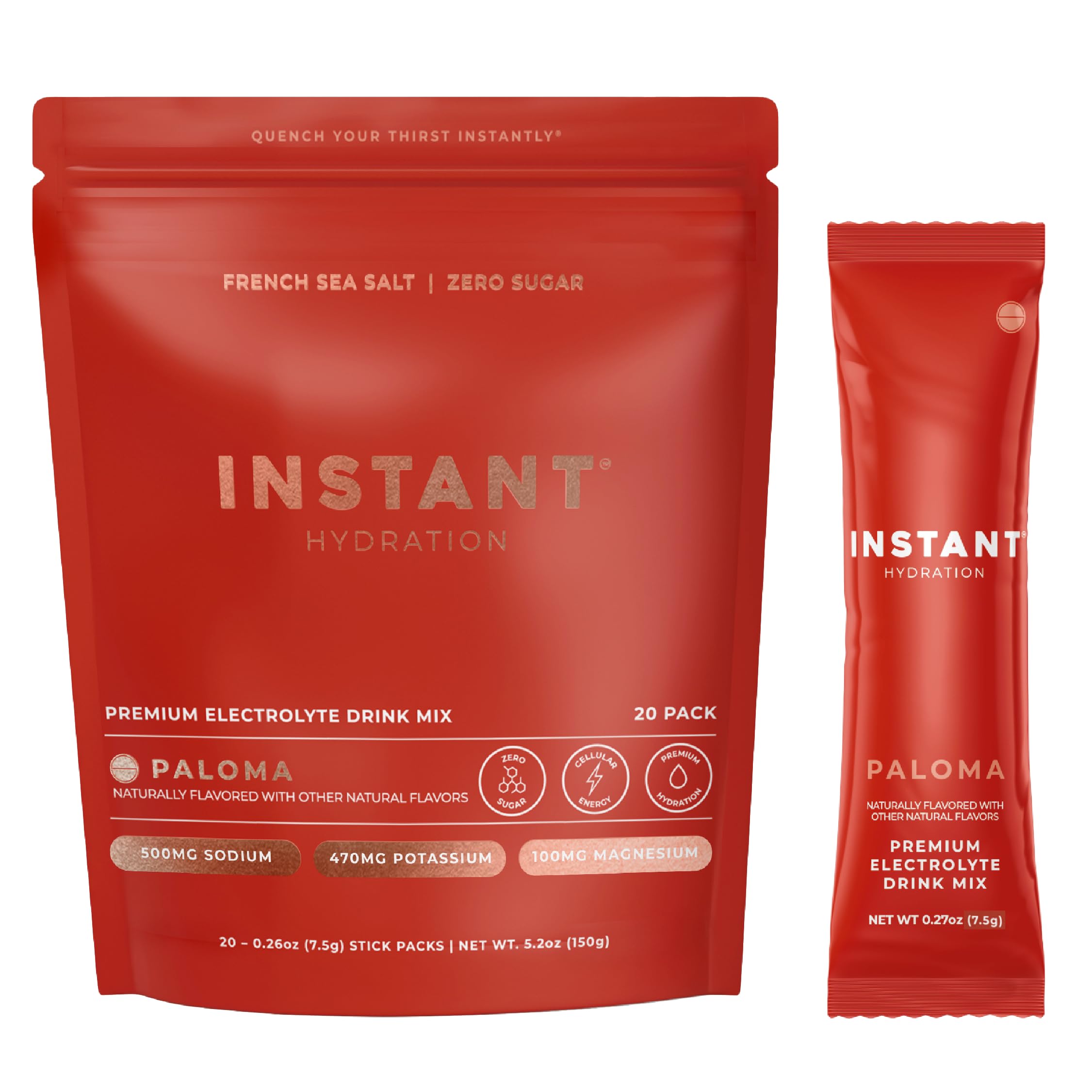 Instant Hydration Sugar Free Electrolytes Powder Packets Variety Pack - Watermelon, Raspberry, Lemon Lime Drink Mix & Travel Essentials with Magnesium and Potassium - Post Workout Recovery - 20 Sticks
