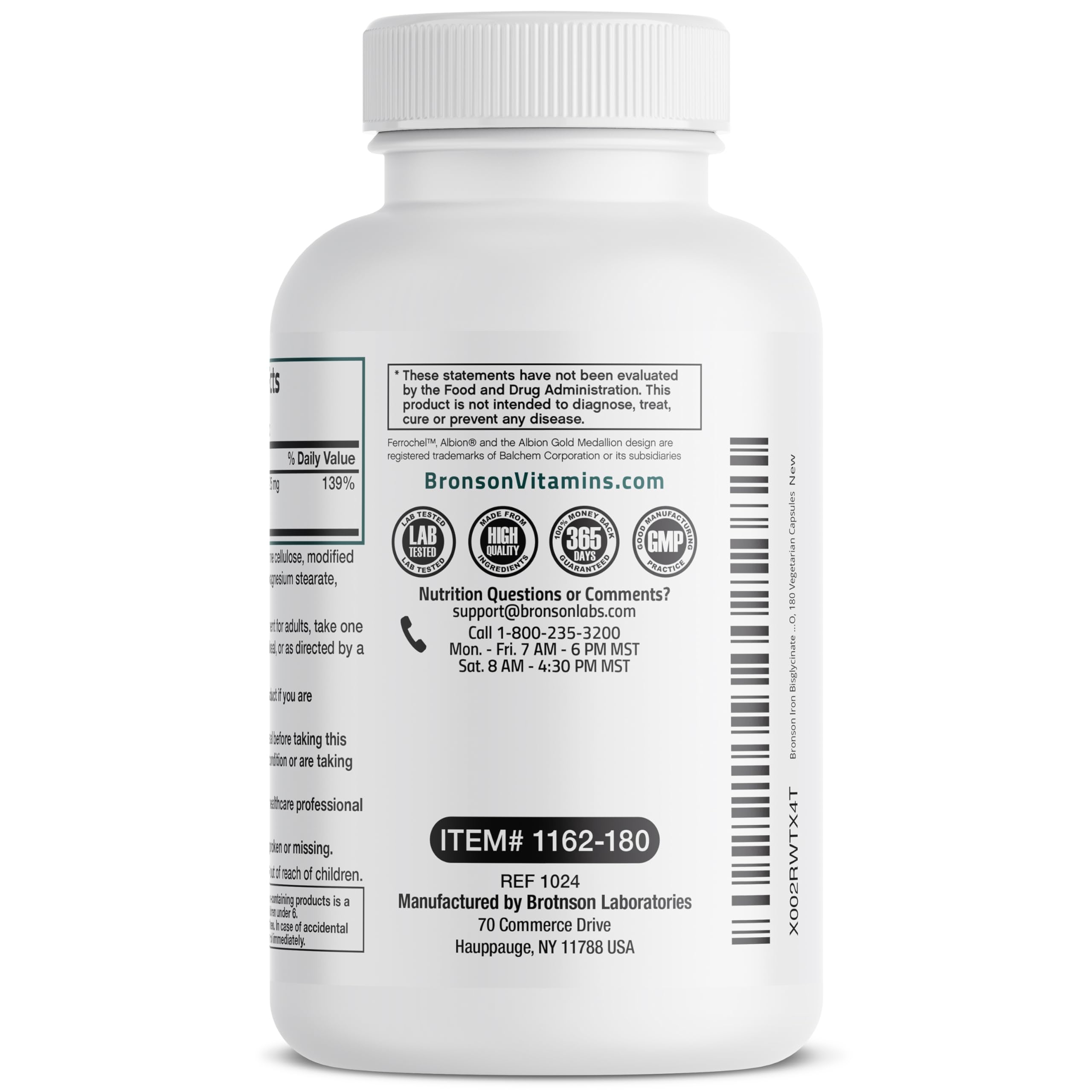 Bronson Iron Bisglycinate 25 mg Gentle on The Stomach, Supports Energy & Healthy Red Blood Cell Production - Non-Constipating Formula - Non GMO, 90 Vegetarian Capsules