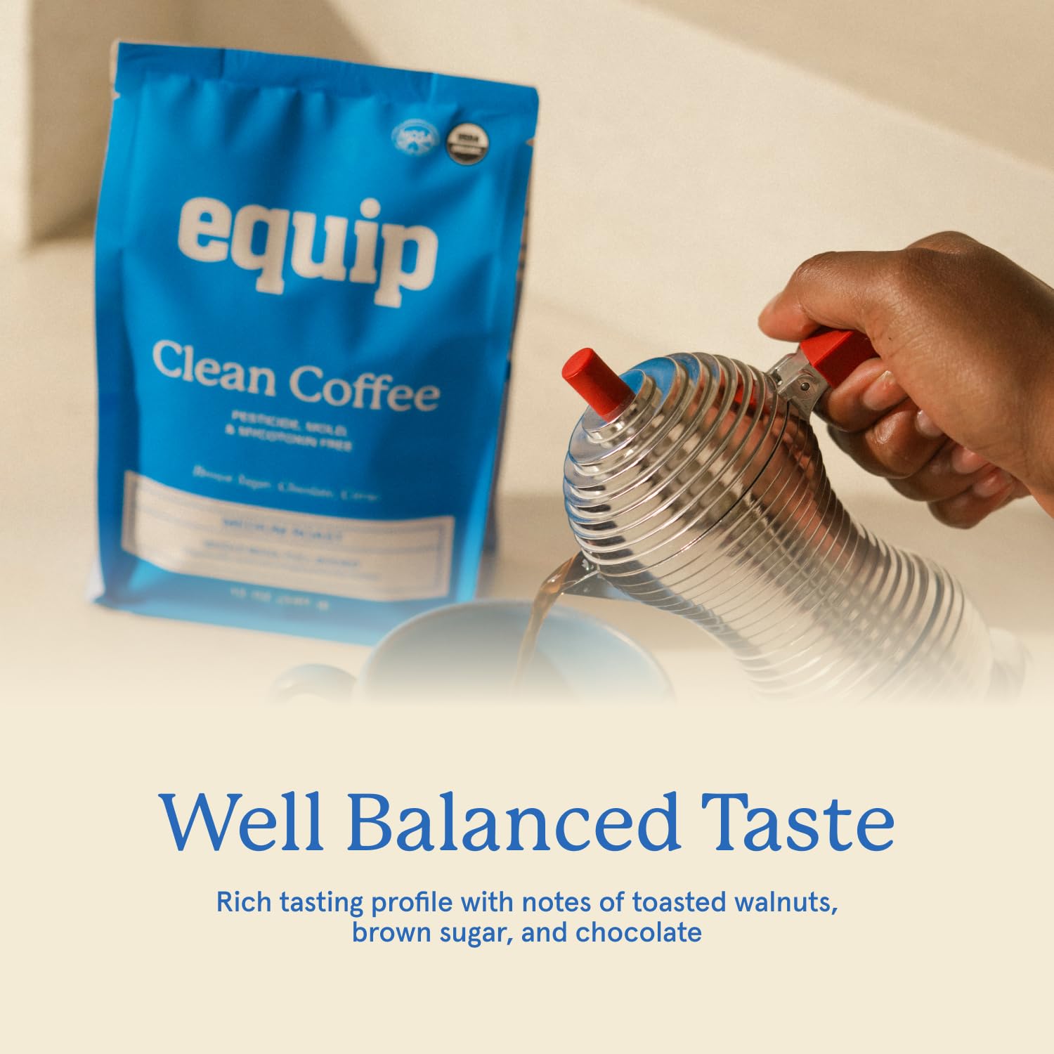 Equip Foods Clean Coffee | Gold Standard, Certified Organic, Fair Trade, Regenerative | Medium Roast, Whole Bean, Nicaragua | Brown Sugar+Chocolate+Citrus