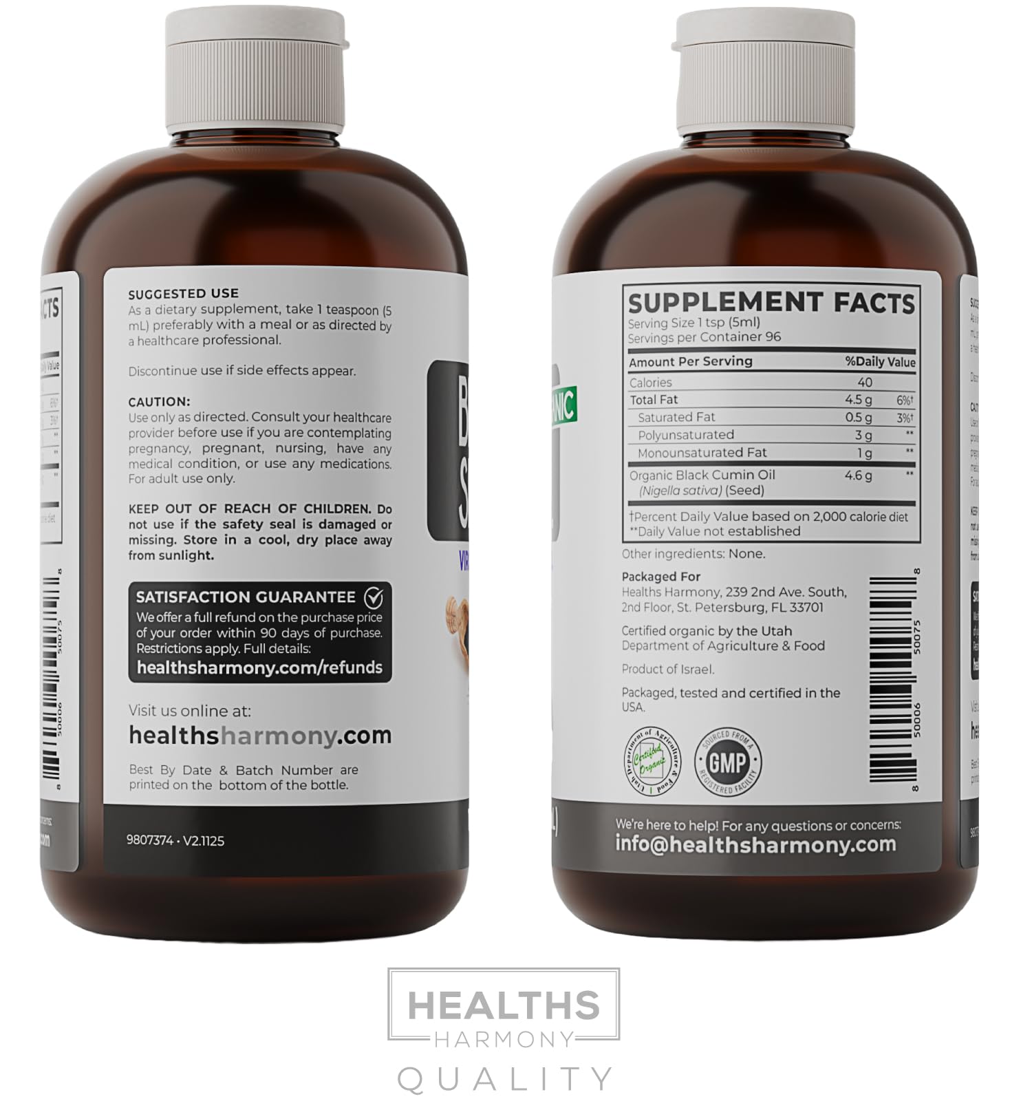 USDA Organic Black Cumin Seed Oil Liquid (8 fl oz) Premium Cold-Pressed Nigella Sativa Producing Pure - Antioxidant Supplement - Vegan, Gluten-Free, & Non-GMO (No Pills or Capsules)
