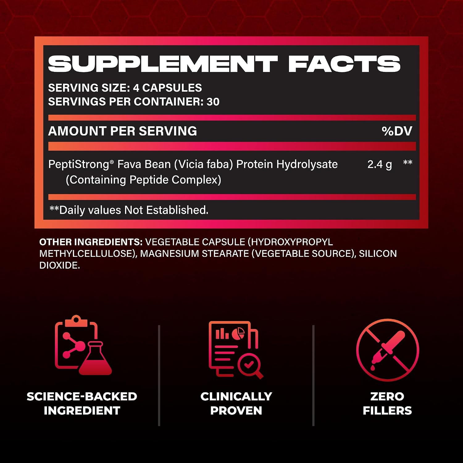 Huge Muscle Growth Peptides, Unique PeptiStrong® Peptide Complex, Clinically Studied, Supports Muscle Protein Synthesis, Strength, Performance & Recovery, Advanced Peptide Technology, 30 Servings