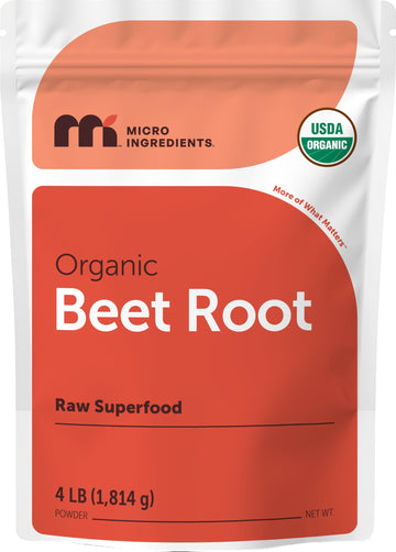 Micro Ingredients Organic Beet Root Powder, 4 Pounds | Cold Pressed, Water Soluble, High Concentrated Raw Beetroot Supplement | Natural Nitric Oxide Superfood Drink Mix