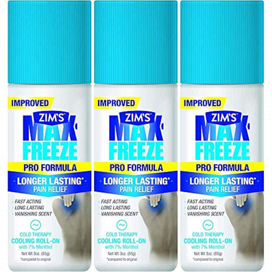 Zim's Max Freeze Pro Formula Longer Lasting Pain Relief Cold Therapy Cooling Roll-On 3 Oz. (Pack of 3) WutsarBuy Supplements Australia