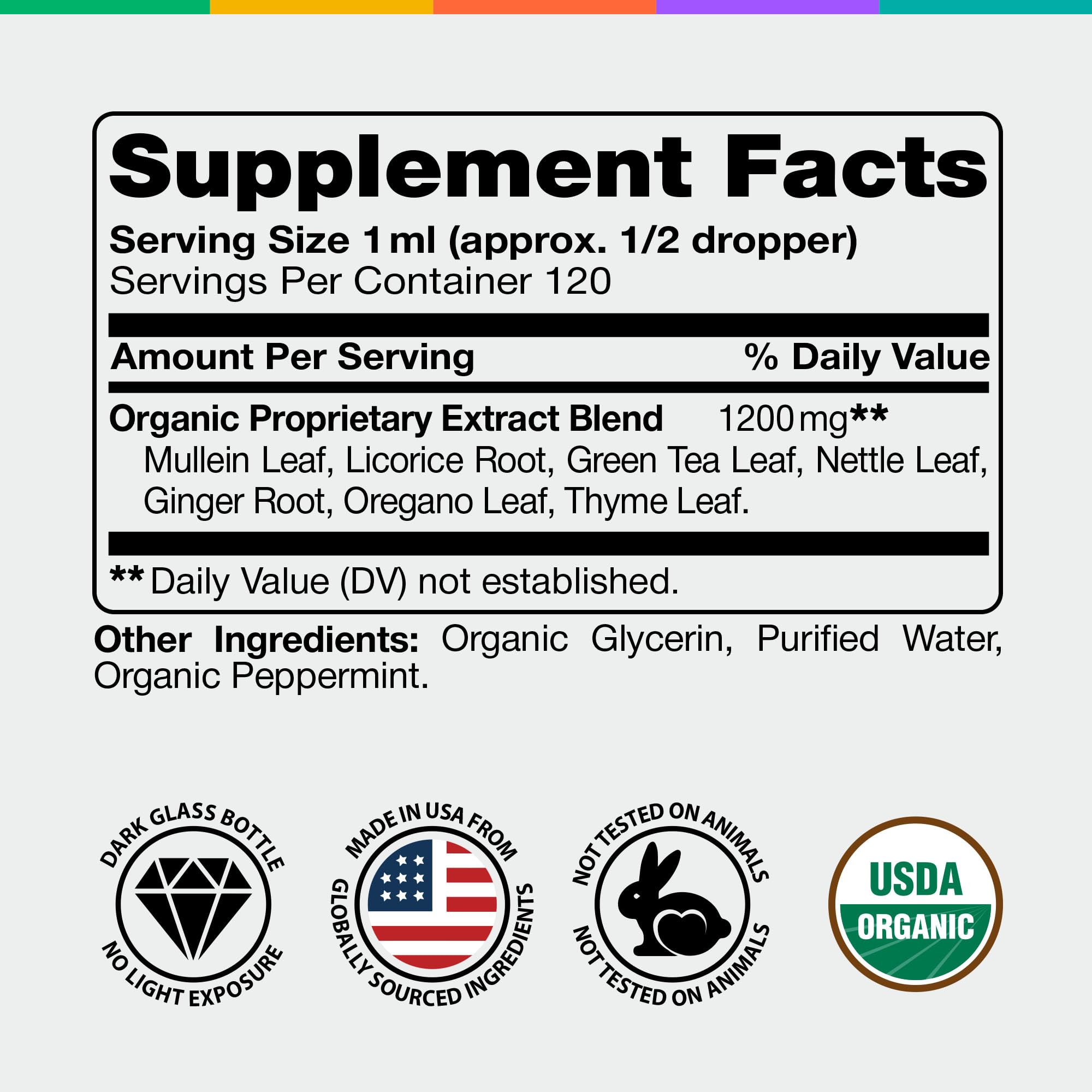 Mullein Drops for Lungs - USDA Organic Mullein Leaf Extract Supplement, 2oz | Supports Respiratory & Immune Health, Mucus Comfort*