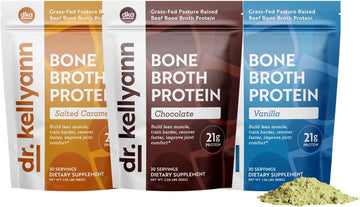 Dr. Kellyann Keto Bone Broth Protein Powder Bundle of (1) Chocolate, (1) Vanilla, & (1) Salted Caramel