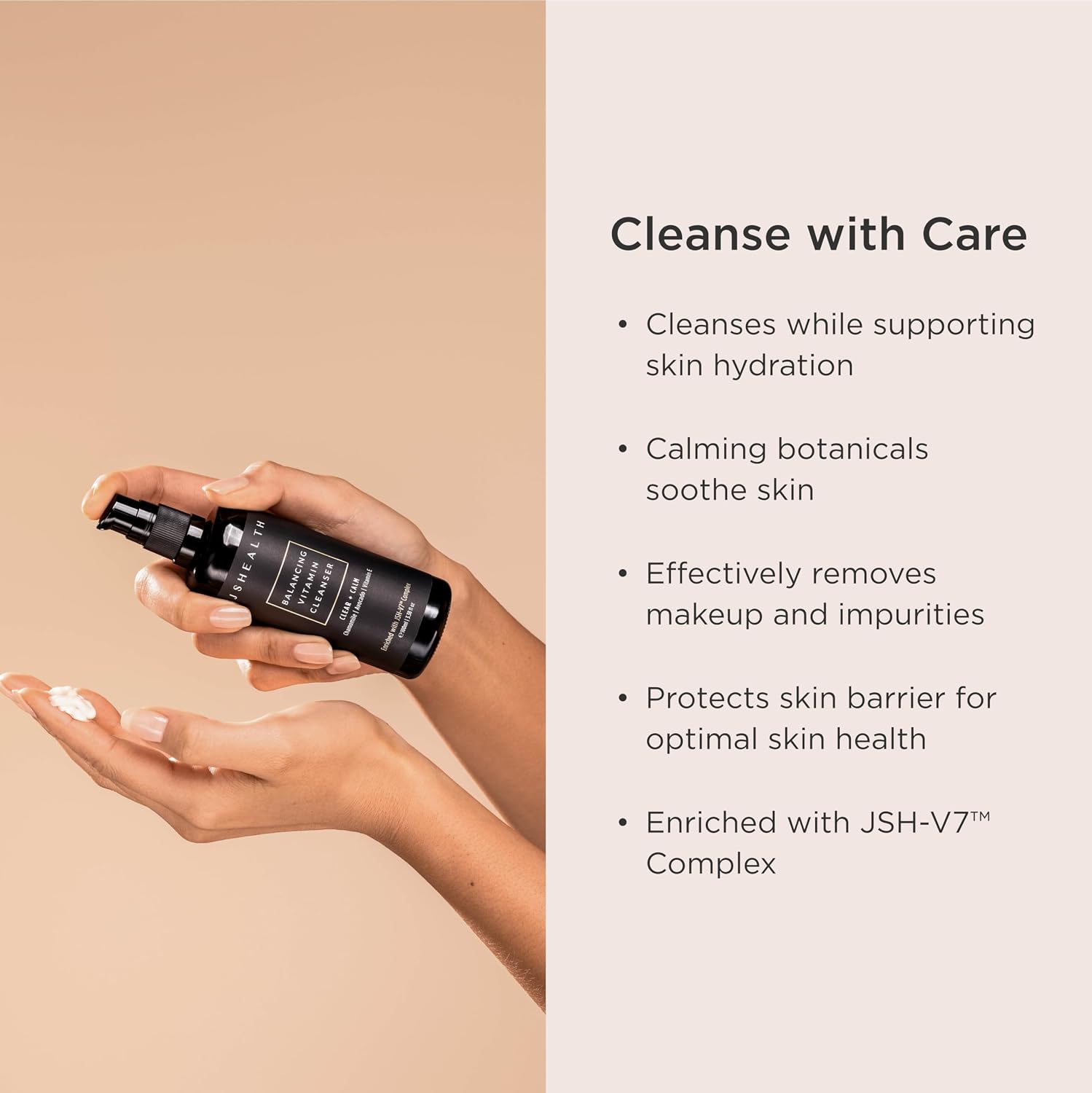 JSHealth Facial Cleanser Gentle Face Wash for Women & Men | With Sensitive Skin in Mind, Made with Vitamins C & E, Avocado Oil, & Chamomile