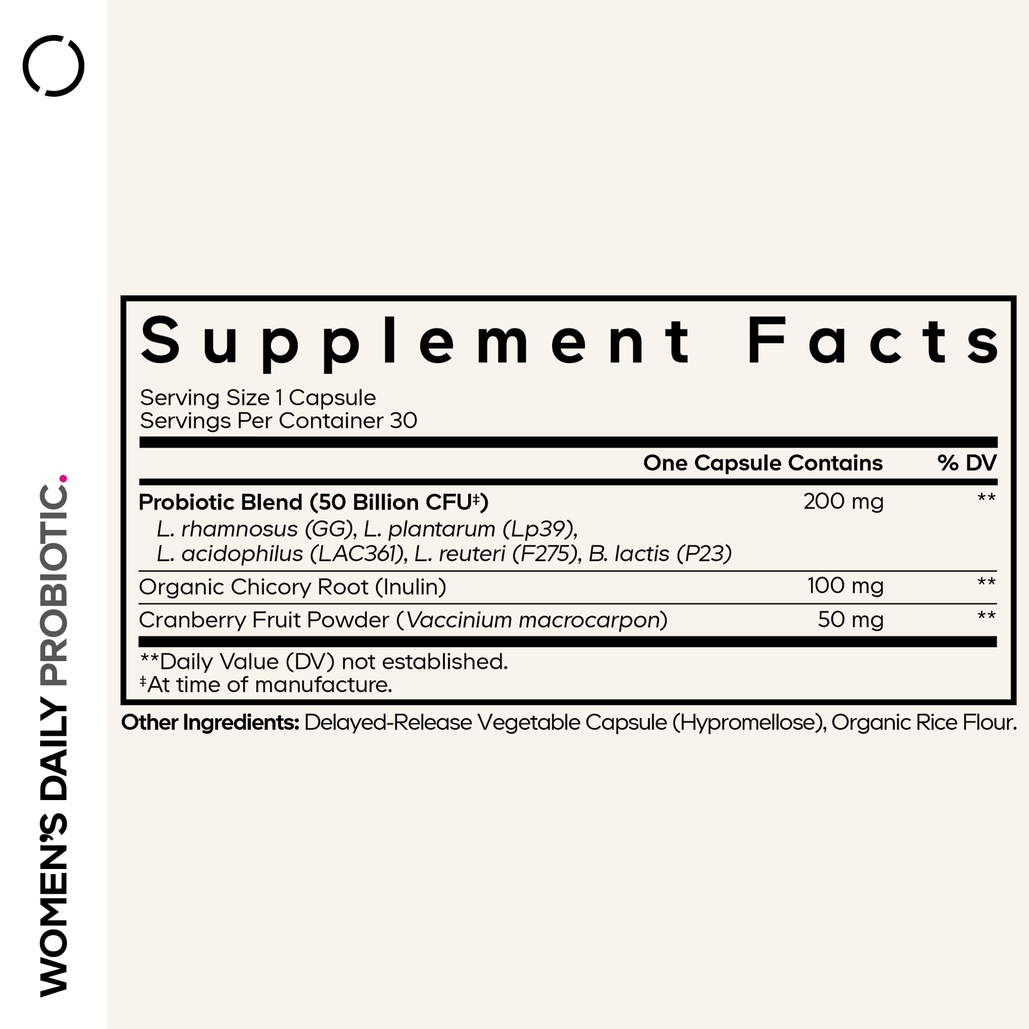 Codeage Women’s Daily Probiotic Supplement – 50 Billion CFU Supplement, Cranberry Fruit Powder, Prebiotic Chicory Root Inulin – Women’s Wellness Support – 1 Capsule Per Serving - Non-GMO – 30 Capsules CodeageBuy Supplements Australia