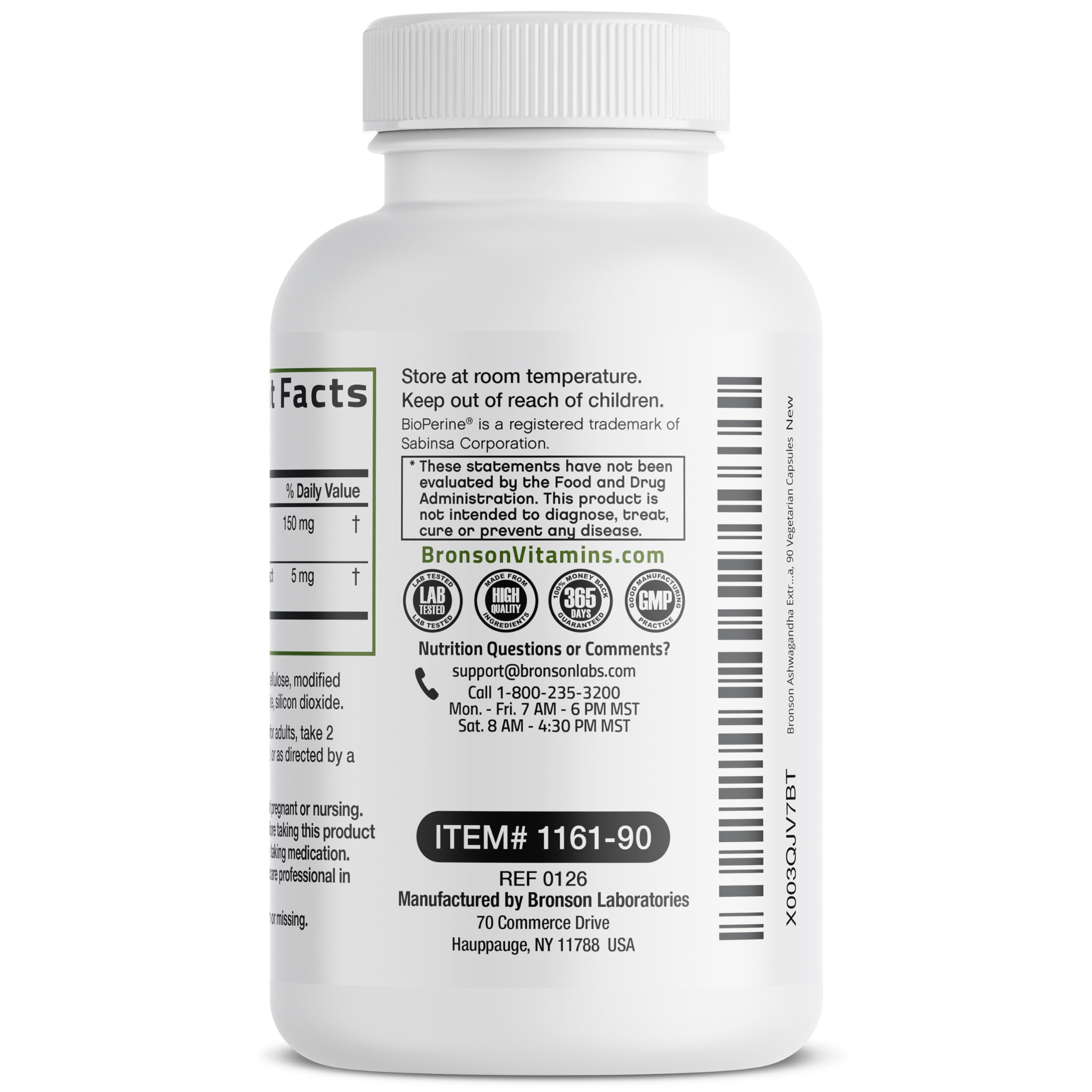 Bronson Ashwagandha Extra Strength Stress & Mood Support with BioPerine - Non GMO Formula, 120 Vegetarian Capsules