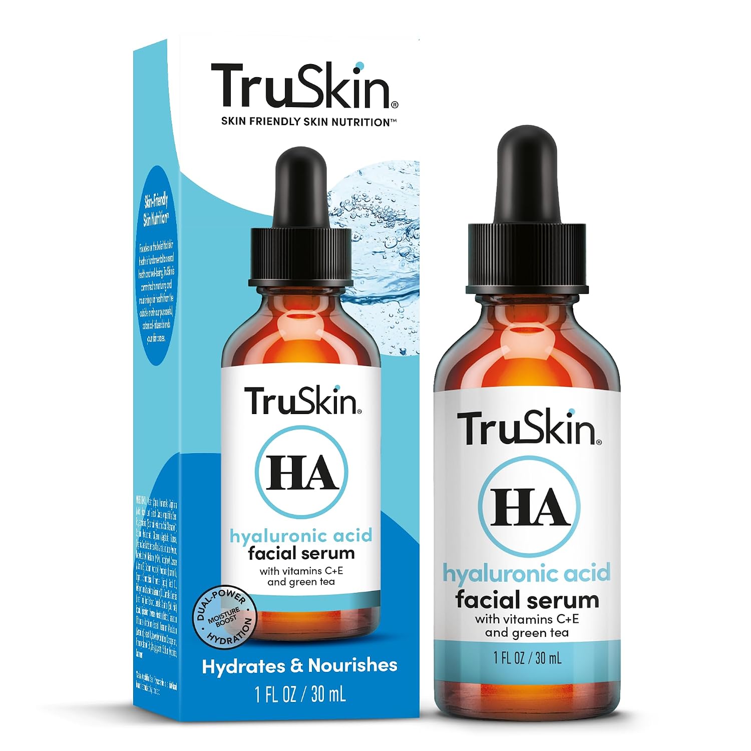 TruSkin Hyaluronic Acid Serum for Face for Hydrated, Plumper Skin, 1 fl oz | With 7 ultra-hydrating ingredients to replenish moisture and leave skin feeling soft, smooth and healthy-looking