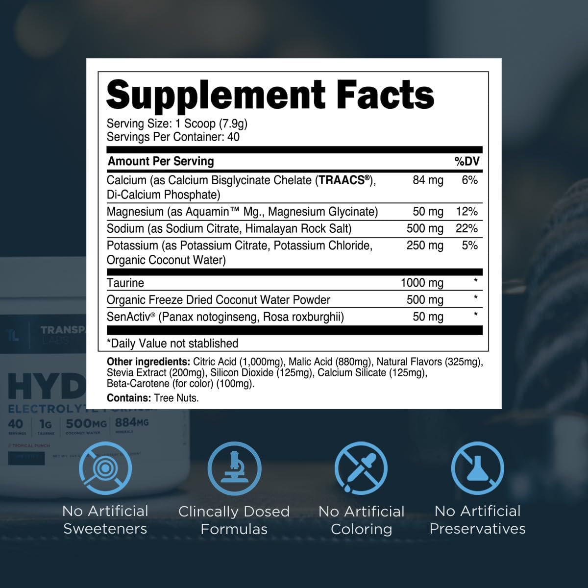 Transparent Labs Hydrate Electrolytes Powder (40 Servings, Peach Mango) & Creatine HMB (30 Servings, Tropical Punch)