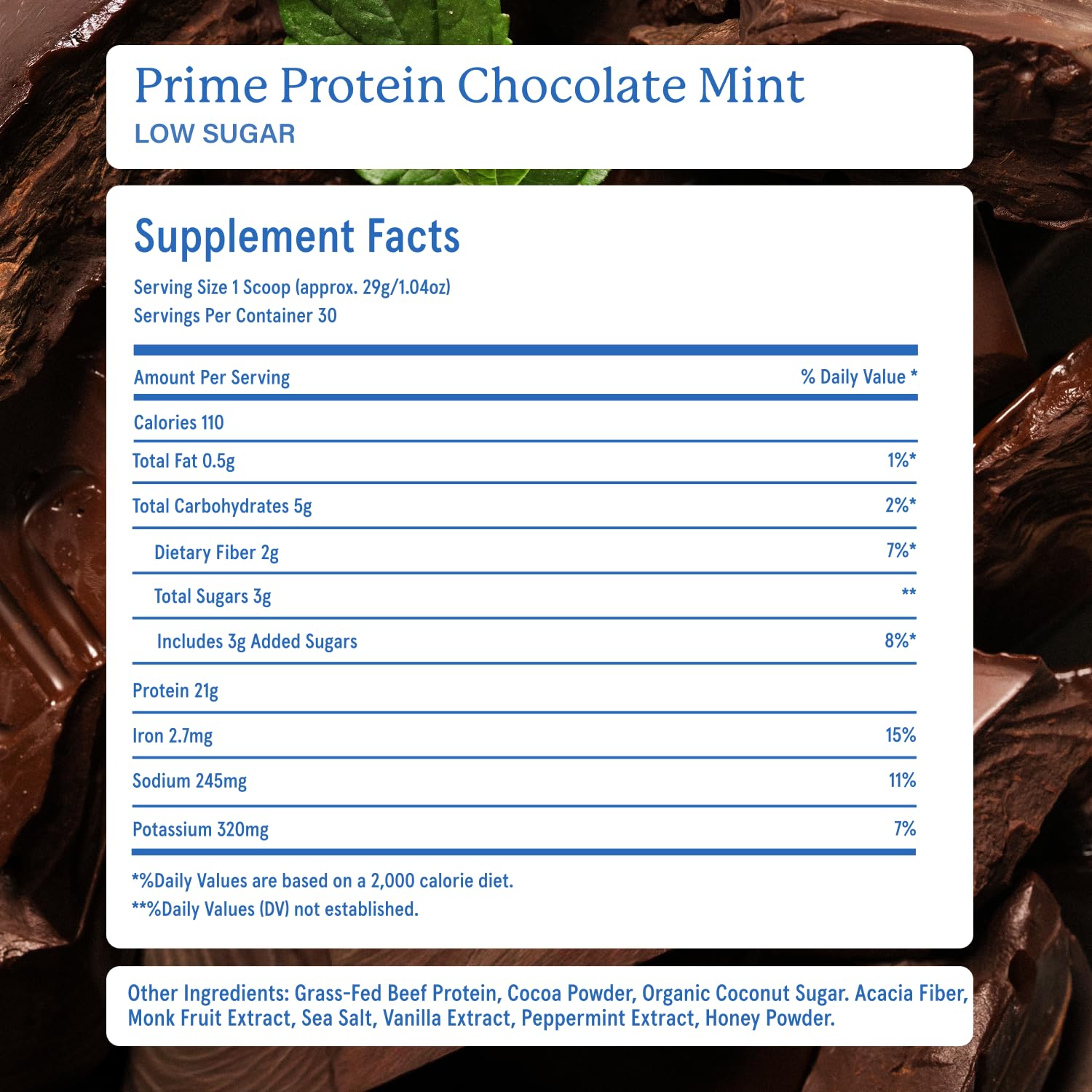 Equip Prime Chocolate Protein Powder - Gut-Friendly, No Sugar Protein Shake Powder with Grass-Fed Beef & Natural Collagen - Rich & Creamy Mix - 21g Per Serving - Whey & Dairy-Free (30 Scoops)