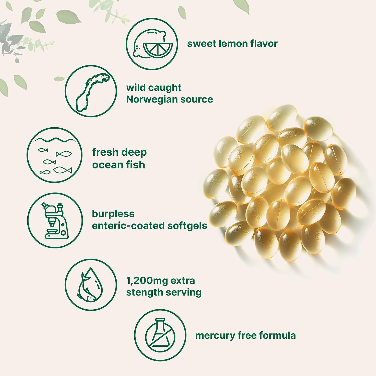 Micro Ingredients Extra Strength Omega 3 Fish Oil Supplements 1,200mg Per Serving, 240 Softgels | Lemon Flavored | Burpless | Essential Fatty Acids | EPA 220mg + DHA 150mg | Deep Sea Fish