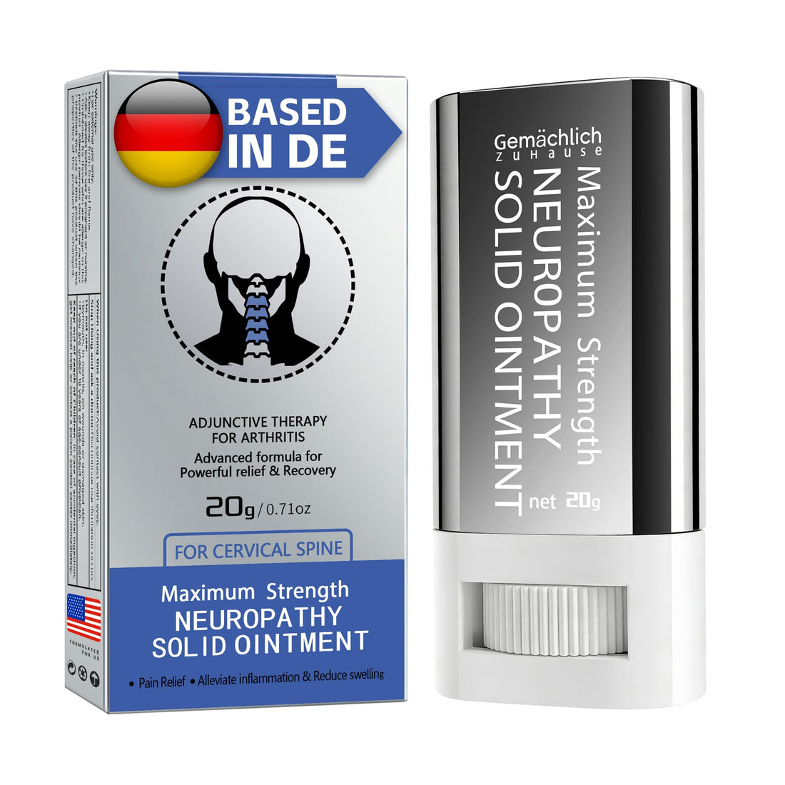 NDC Listed Cervical Spine Pain Relief Arnica Gel Stick GMP Grade OTC Care with Camphor and Hypericum Perforatum Oil for Stiff Neck Neuropathy and Bruises 0.71oz Gemächlich Zu Hause buy supplements Au