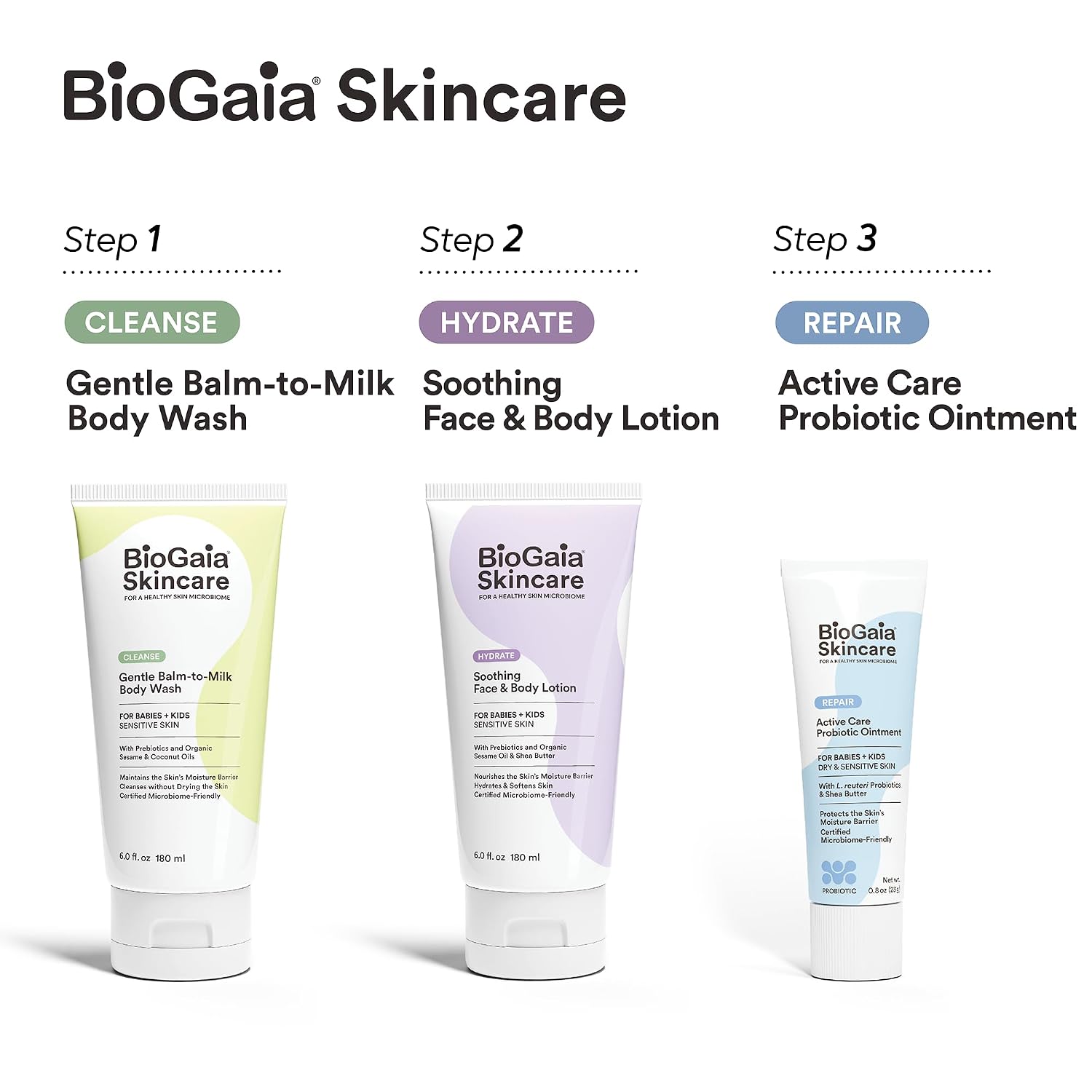 BioGaia Soothing Face & Body Lotion | Scandinavian Babies & Kids Skincare | Certified Microbiome-Friendly | Organic Oils & Omega Fatty Acids