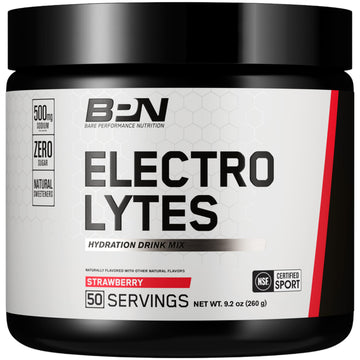 BARE PERFORMANCE NUTRITION BPN Electrolytes Hydration Drink Mix | Sugar Free Electrolyte Powder | 500mg Sodium per Serving | Naturally Sweetened | Strawberry, 50 Servings BARE PERFORMANCE NUTRITIONBuy Supplements Australia